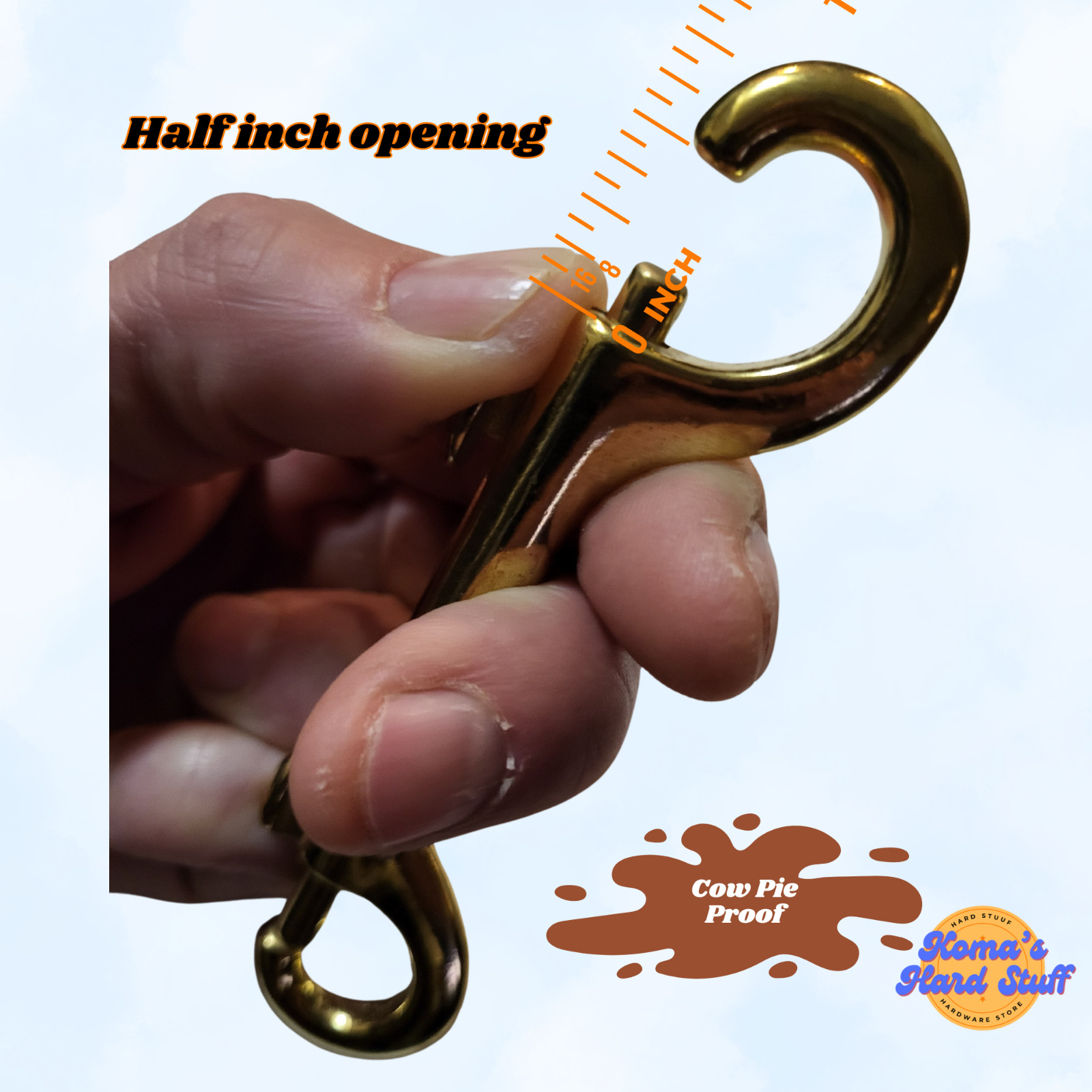 4 3/4" Marine Grade solid Brass vintage look double ended snap hookthumb clasp.