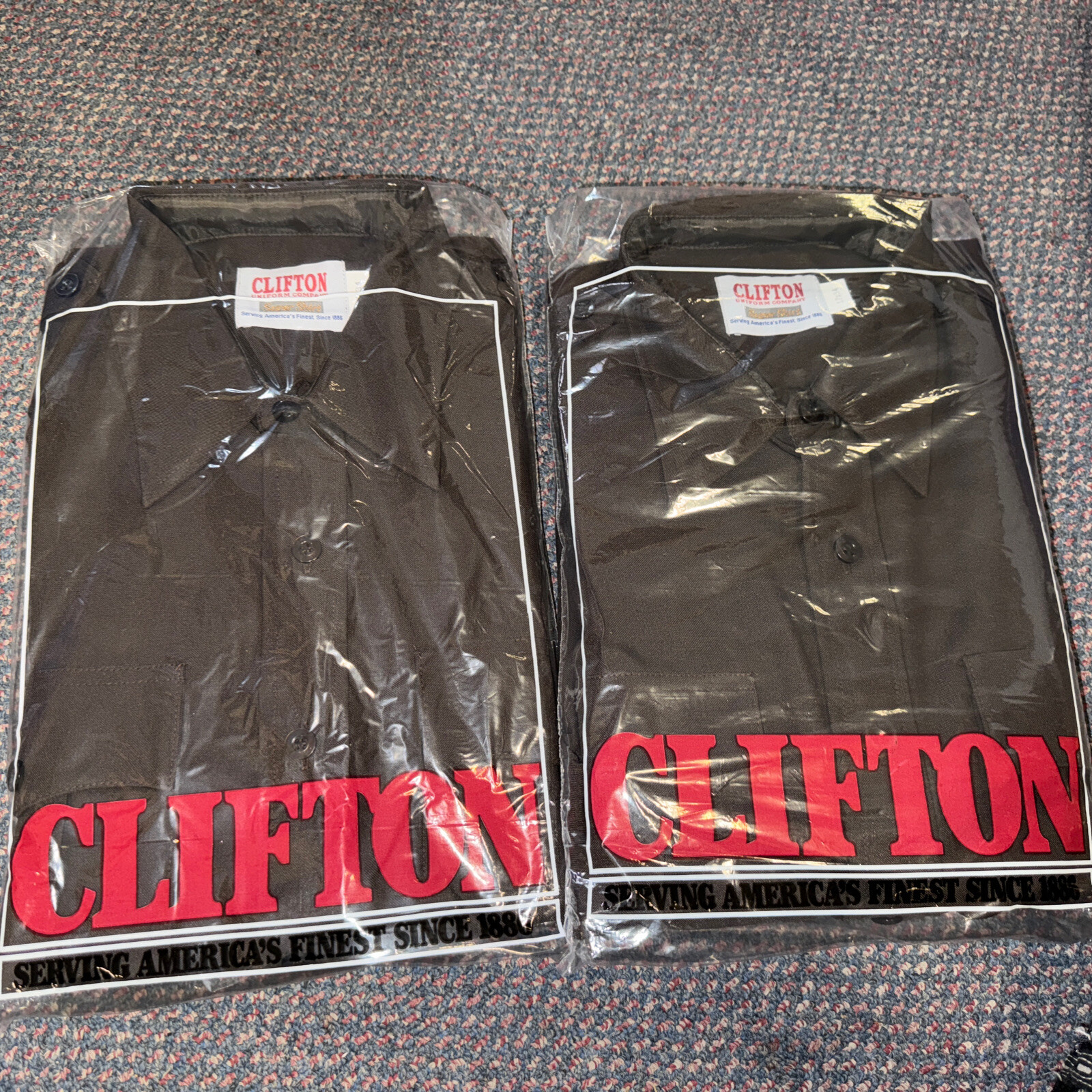 2 Clifton Dark Brown Uniform Super Shirts 17x34 Police Fireman Zipper