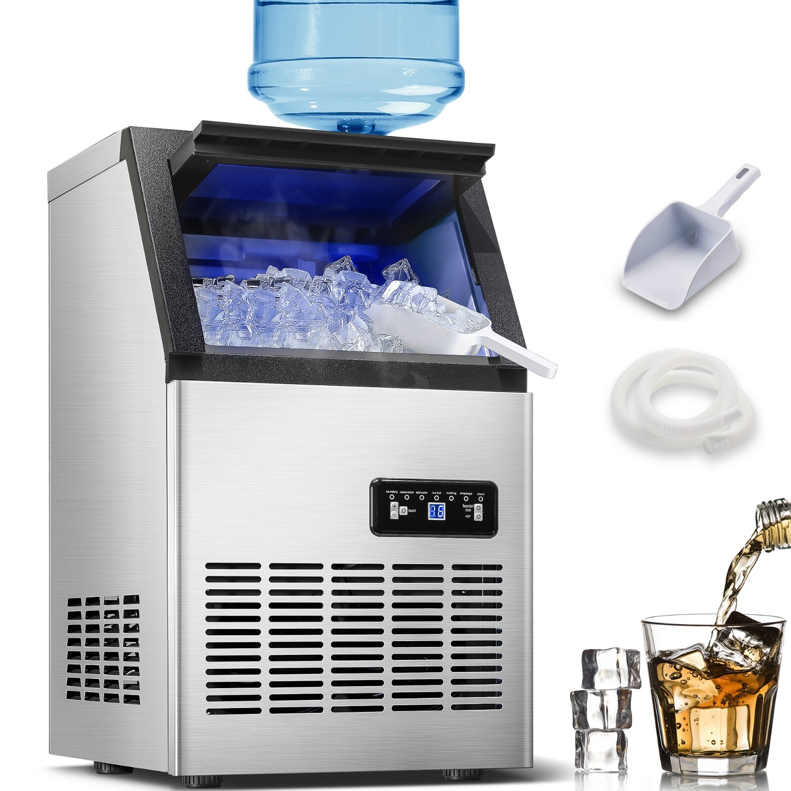 Built-in Commercial Ice Maker 120lbs Stainless Steel Bar Restaurant Cube Machine