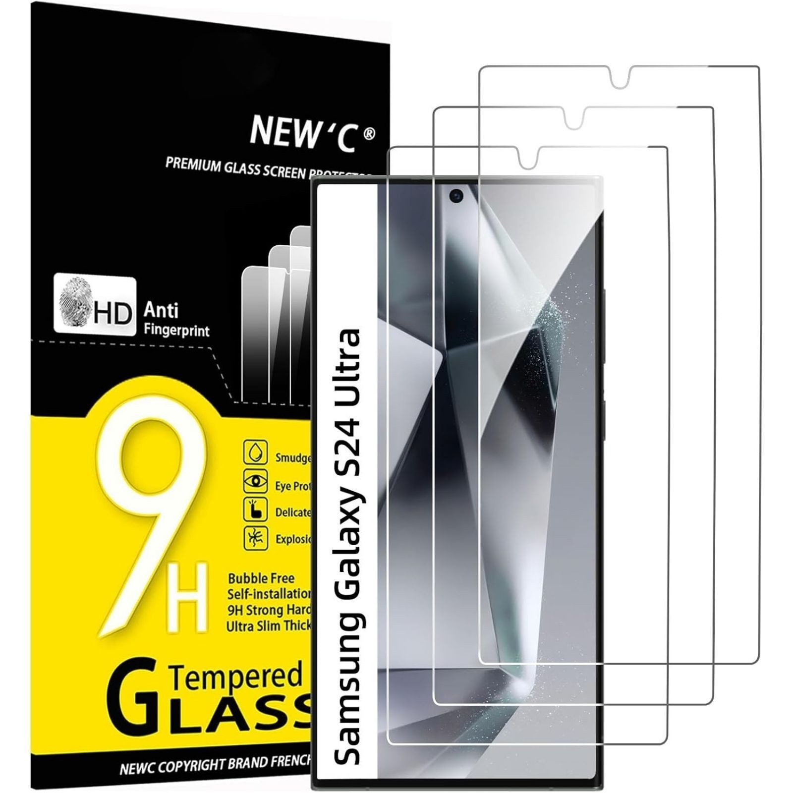 3 Pack Designed For Samsung Galaxy S24 Ultra Screen Protector & Tempered Glass