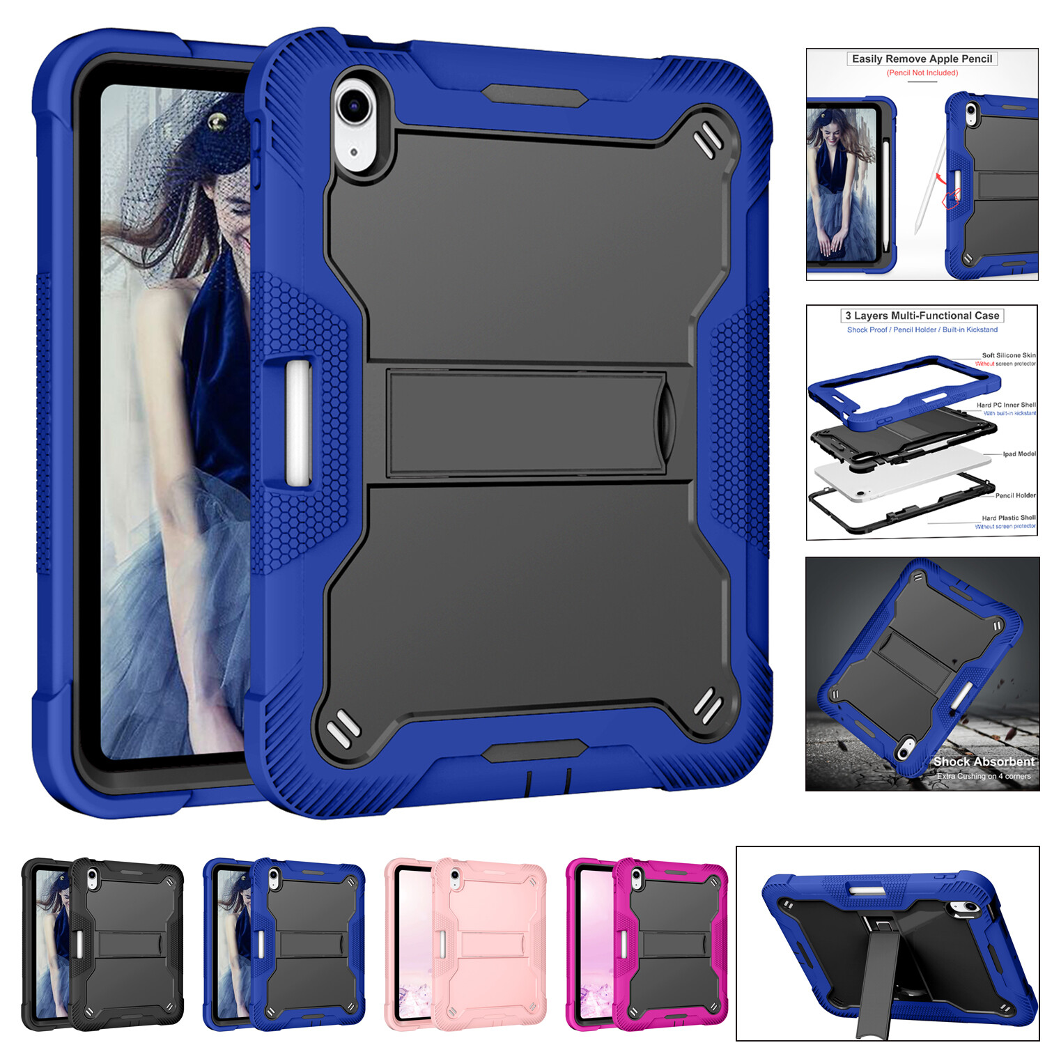 For iPad 5th 6th 7th 8th 9th 10th 11th (A16) Gen Mini Air Pro Stand Case Cover
