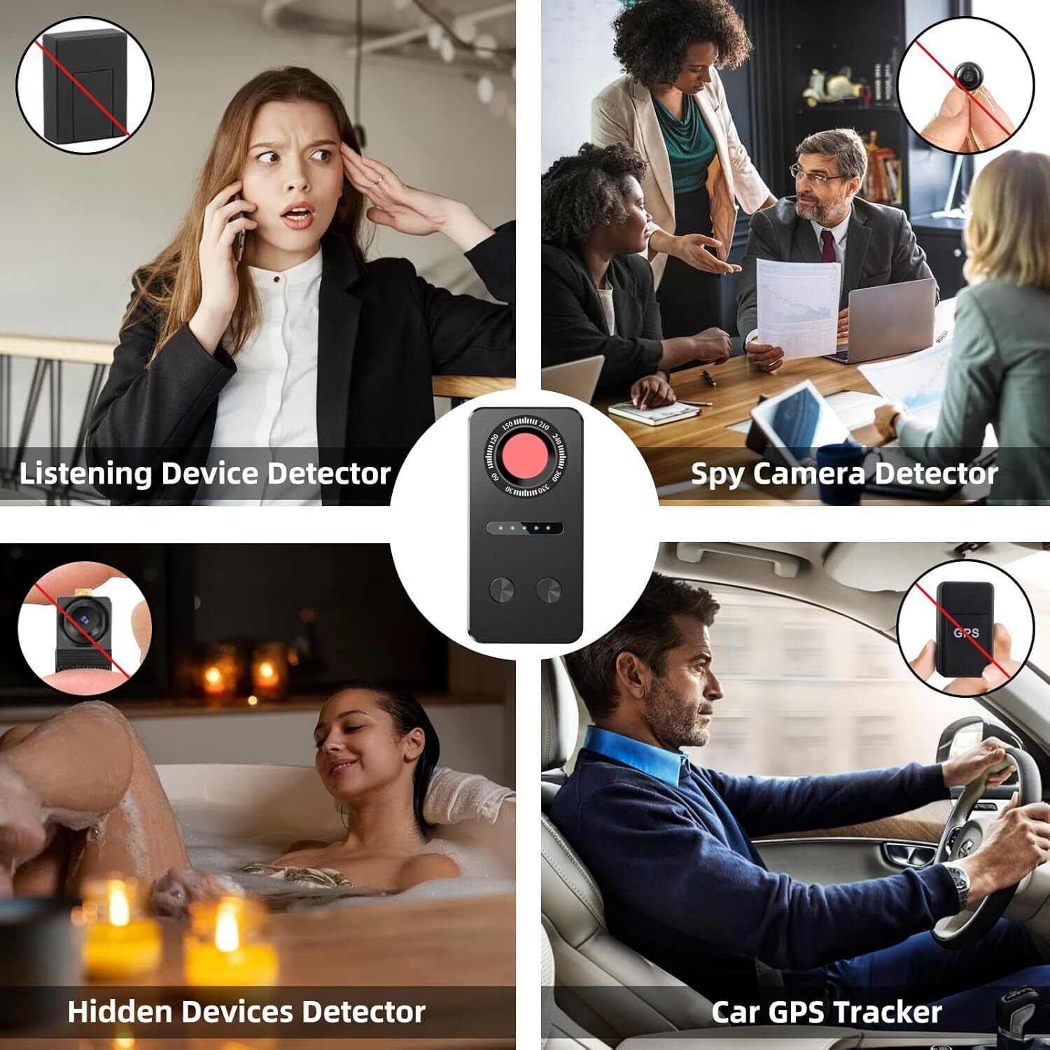 Hidden Camera Detectors, Bug Detectors Devices Car GPS Black