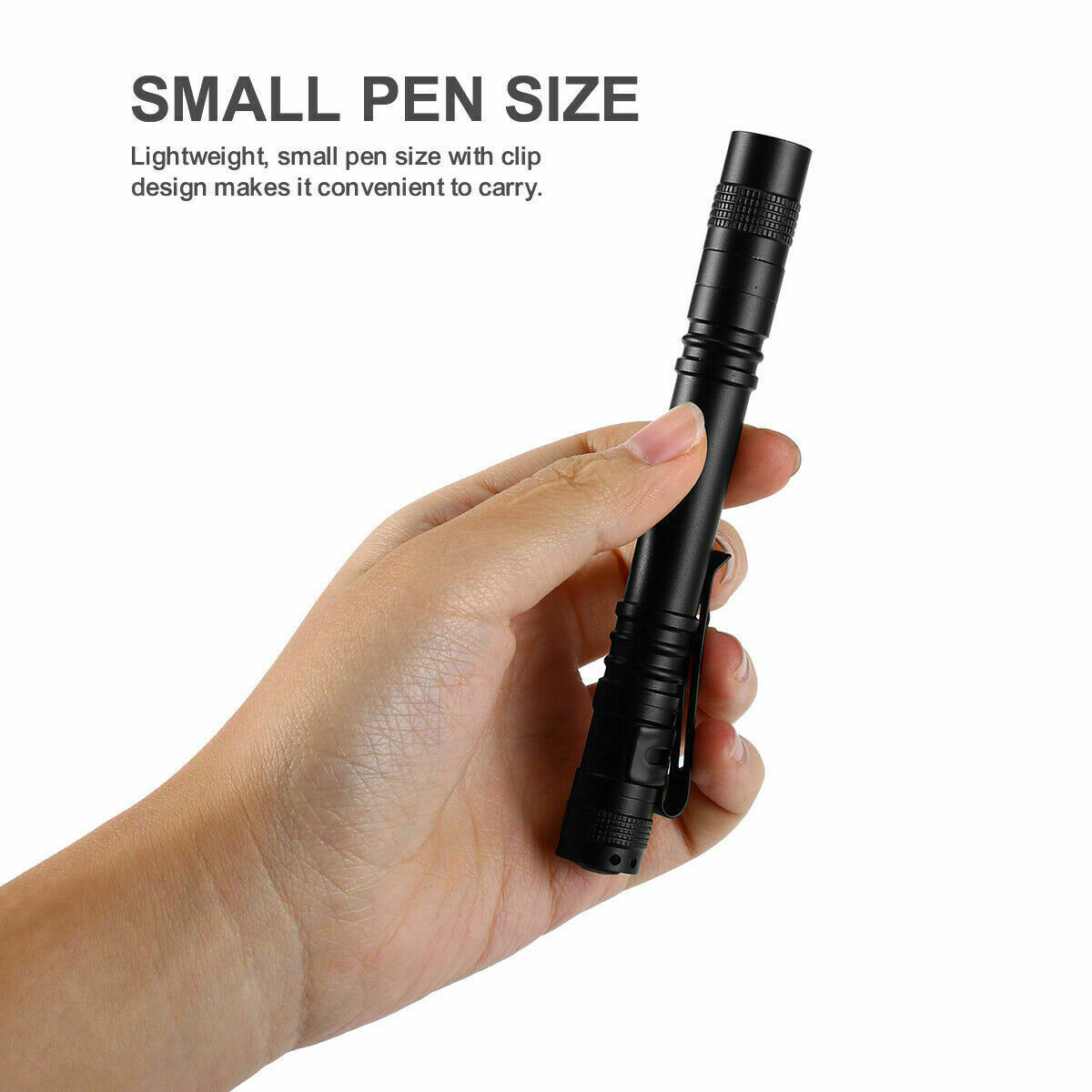 5Pcs LED Flashlight Portable Pen Torch Lamp Clip Mini Light Penlight US