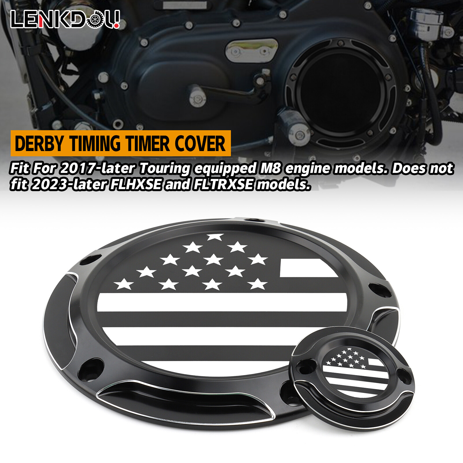US Flag Engine Derby Timing Timer Cover For M8 Harley Trike Touring Street Glide