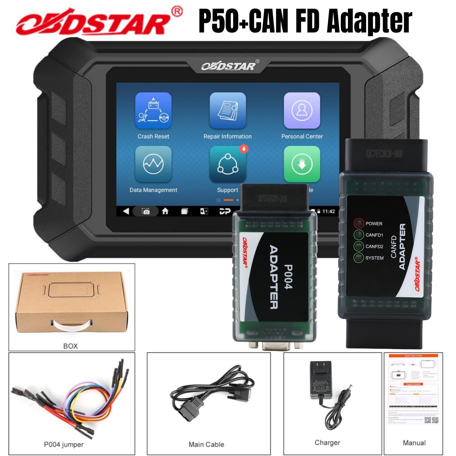 OBDSTAR P50 SR-S Reset Cover 94 Brands & 14400+E-C-U Part No With CAN FD Adapter