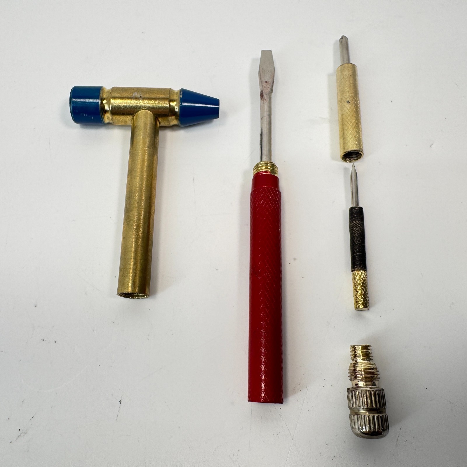 Brass Hammer Multitool With Integrated Screwdrivers - Jewelers Watchmakers