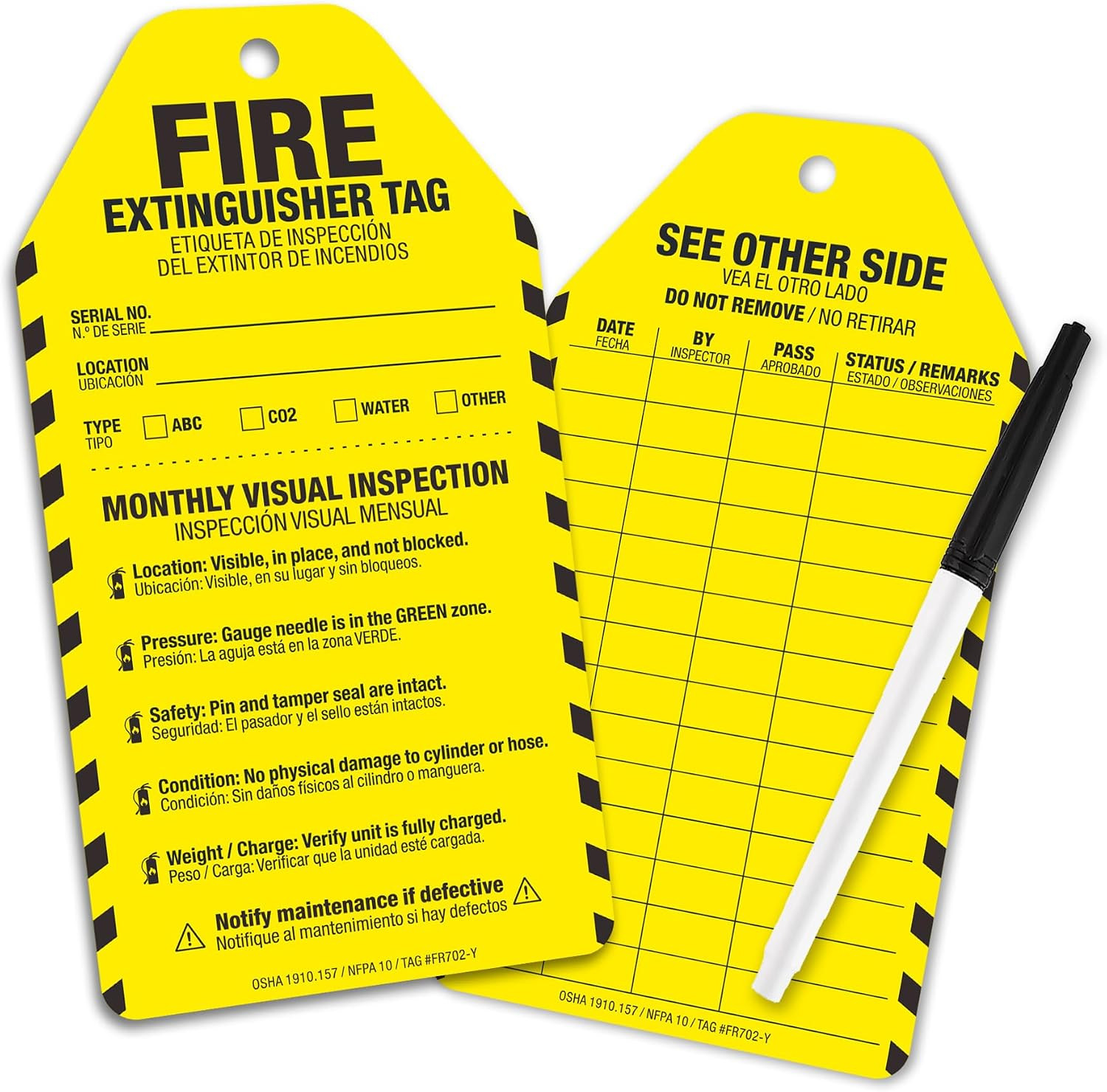 Fire Extinguisher Inspection Tags 25 Pack, 2026-2029 Yearly Monthly Inspection