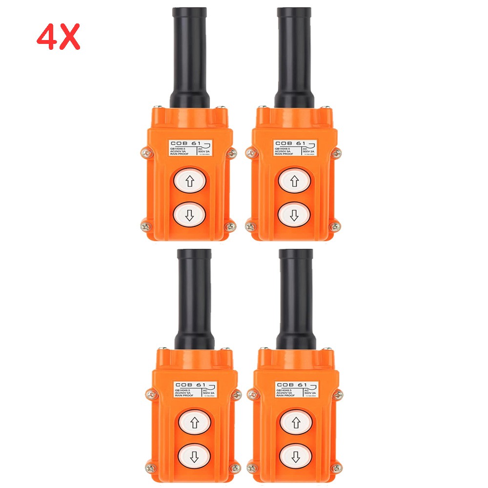 US COB-61 Crane Pendant Control Station UP Down Hoist Push Button Switch 4PCS