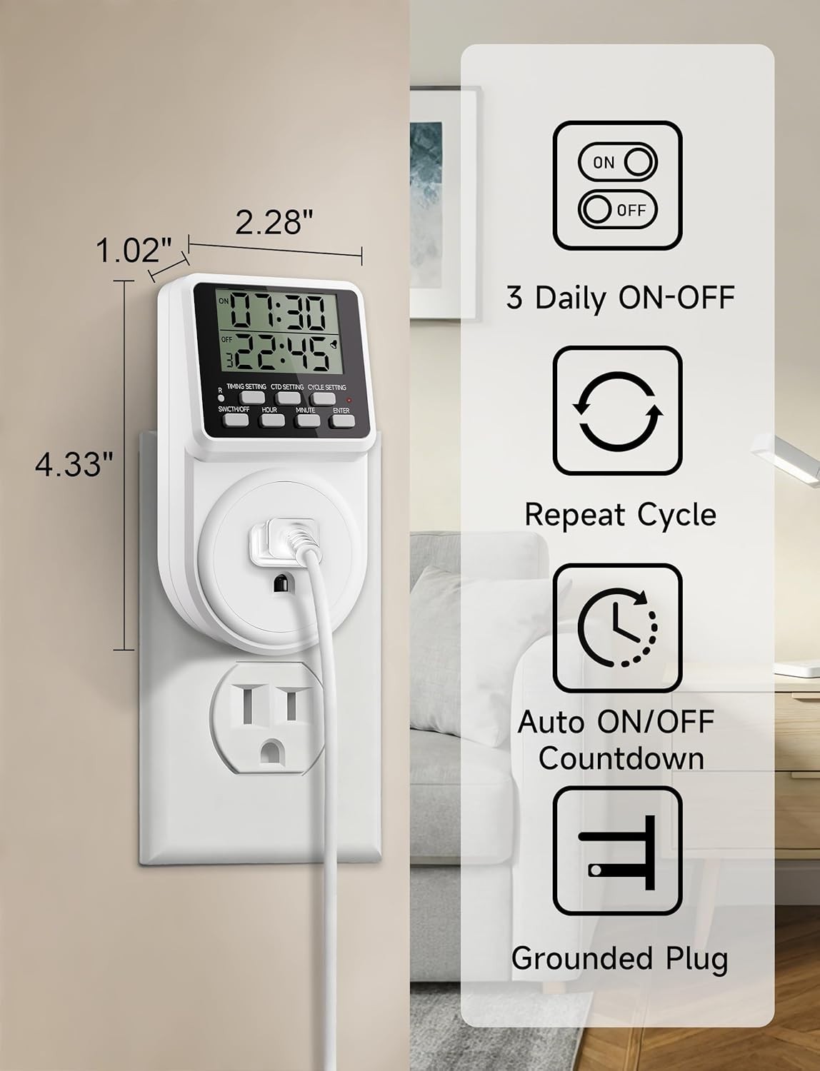 Versatile Intermittent Timer for Lights & Electronics - 2 Pack Energy Solution
