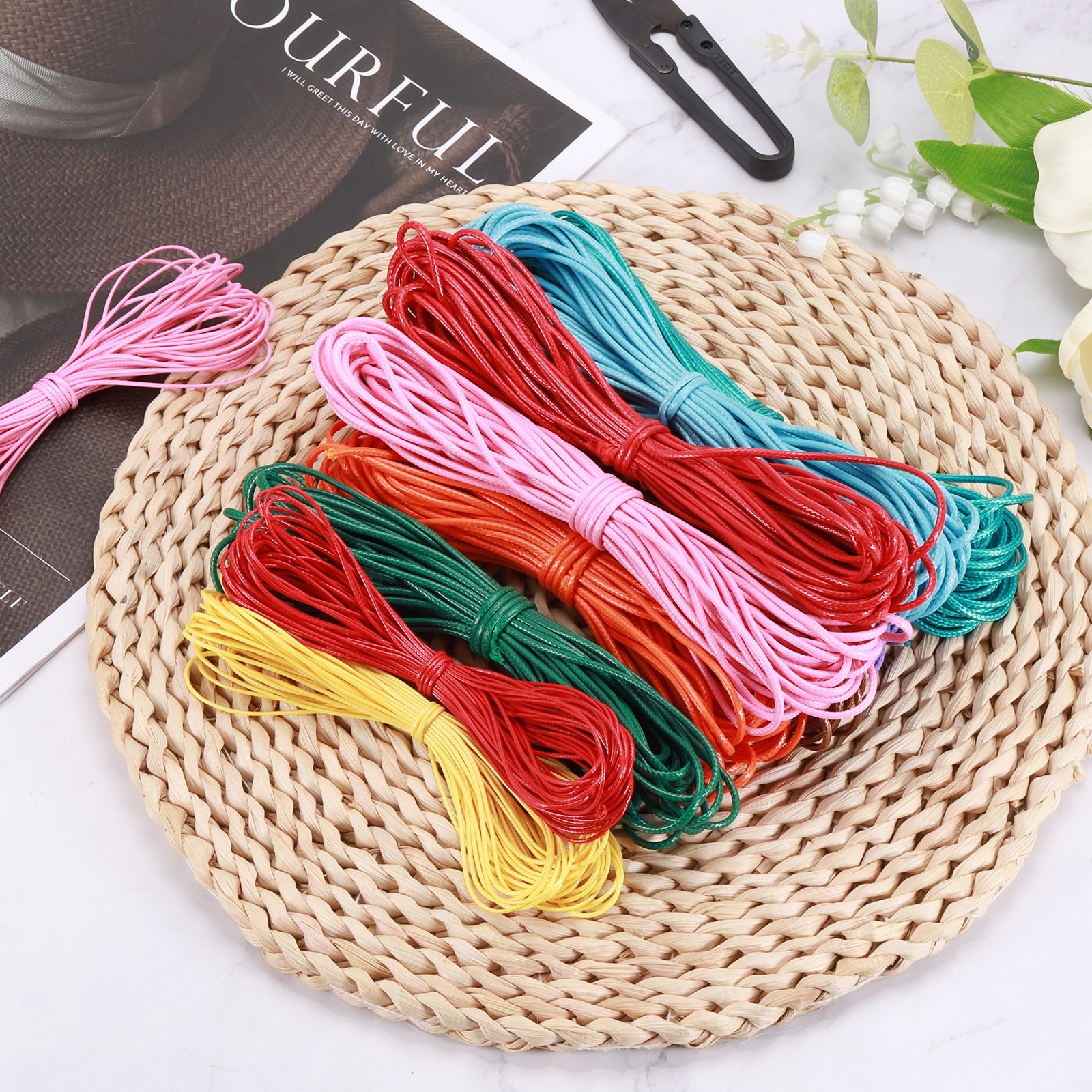 Red 1mm Waxed Cord 11 Yard Wax Bead Thread String for Jewelry Make