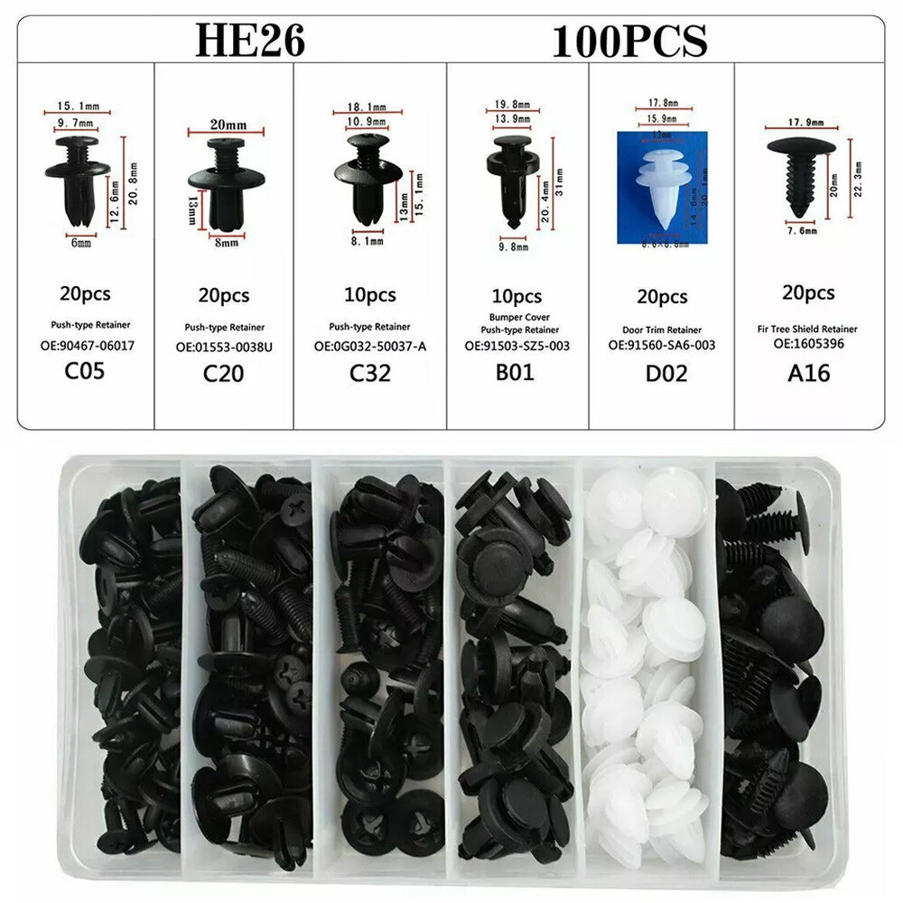 100x Box Set For Honda Bumper Fender Liner Push Type Retainer Clips Fastener