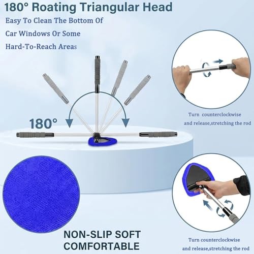 Car Windshield Cleaner Tool (2-Pack) with Extendable Handle - Inside Auto
