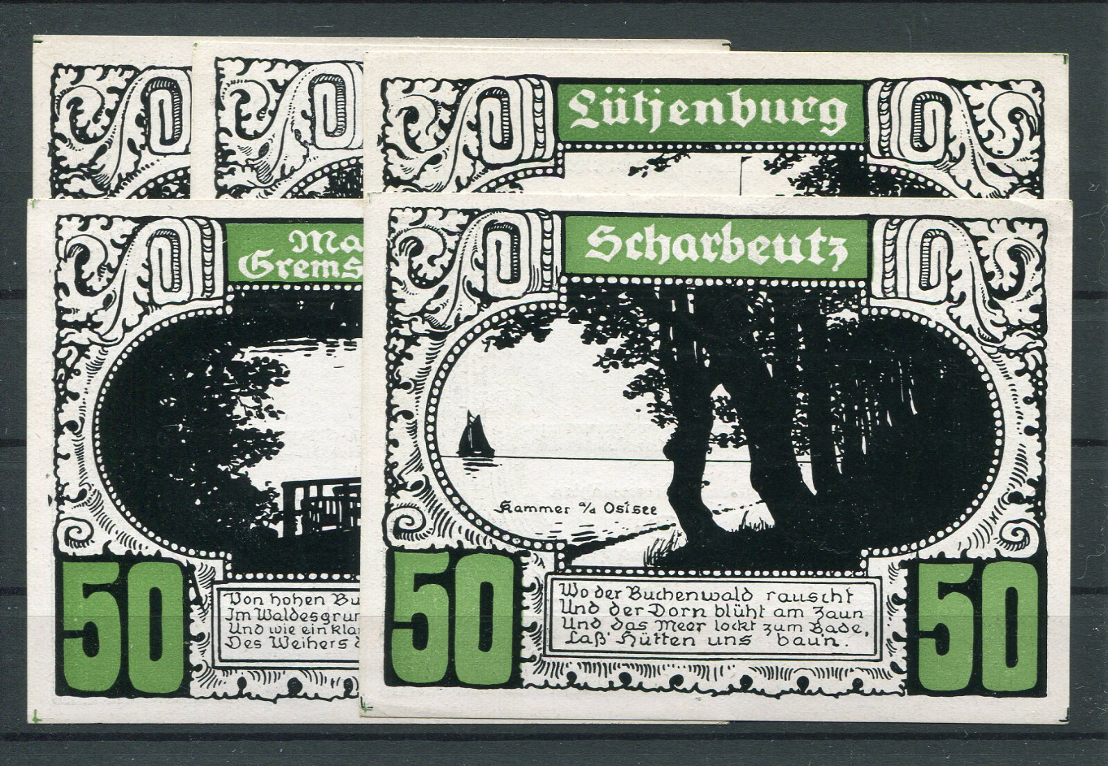 Plön 5 Bills Emergency Money White Paper Black/Green 2/13486