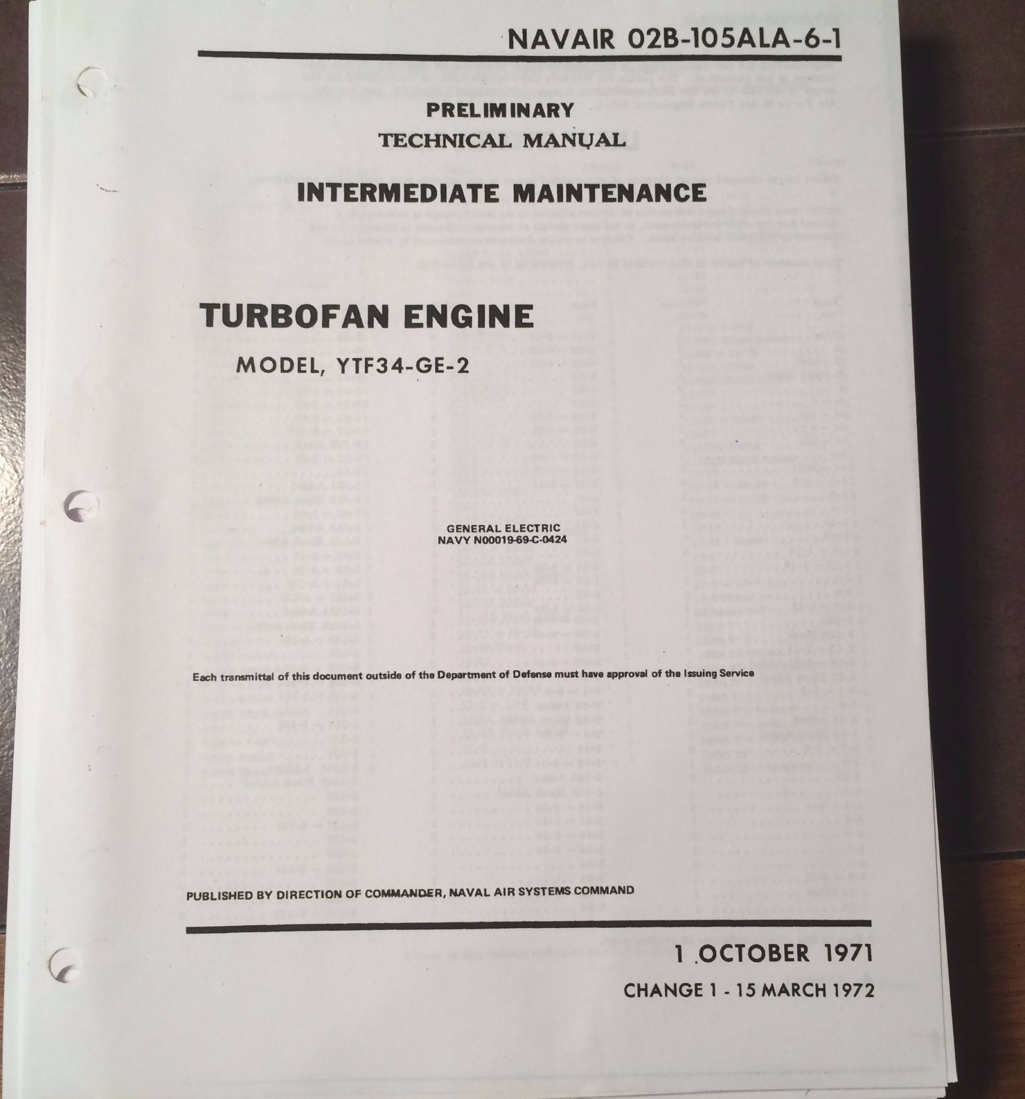 GE YTF34-GE-2 Turbofan Engine Maintenance Manual