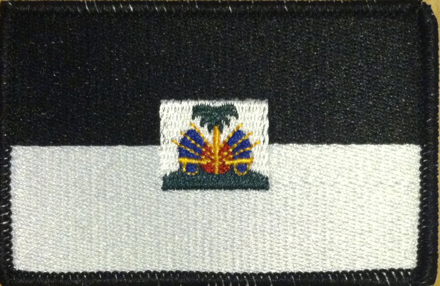 HAITI Flag Tactical Morale Patch W/ VELCRO® Brand Fastener Black Border #04