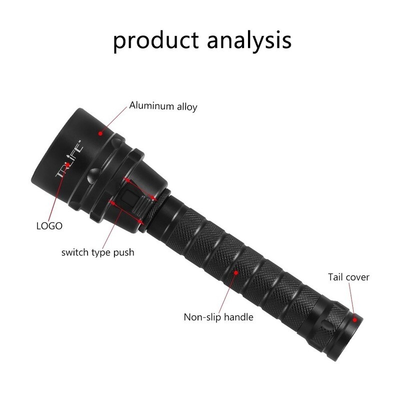 Professional LED Diving Flashlight Spearfishing Light Scuba Underwater Lantern