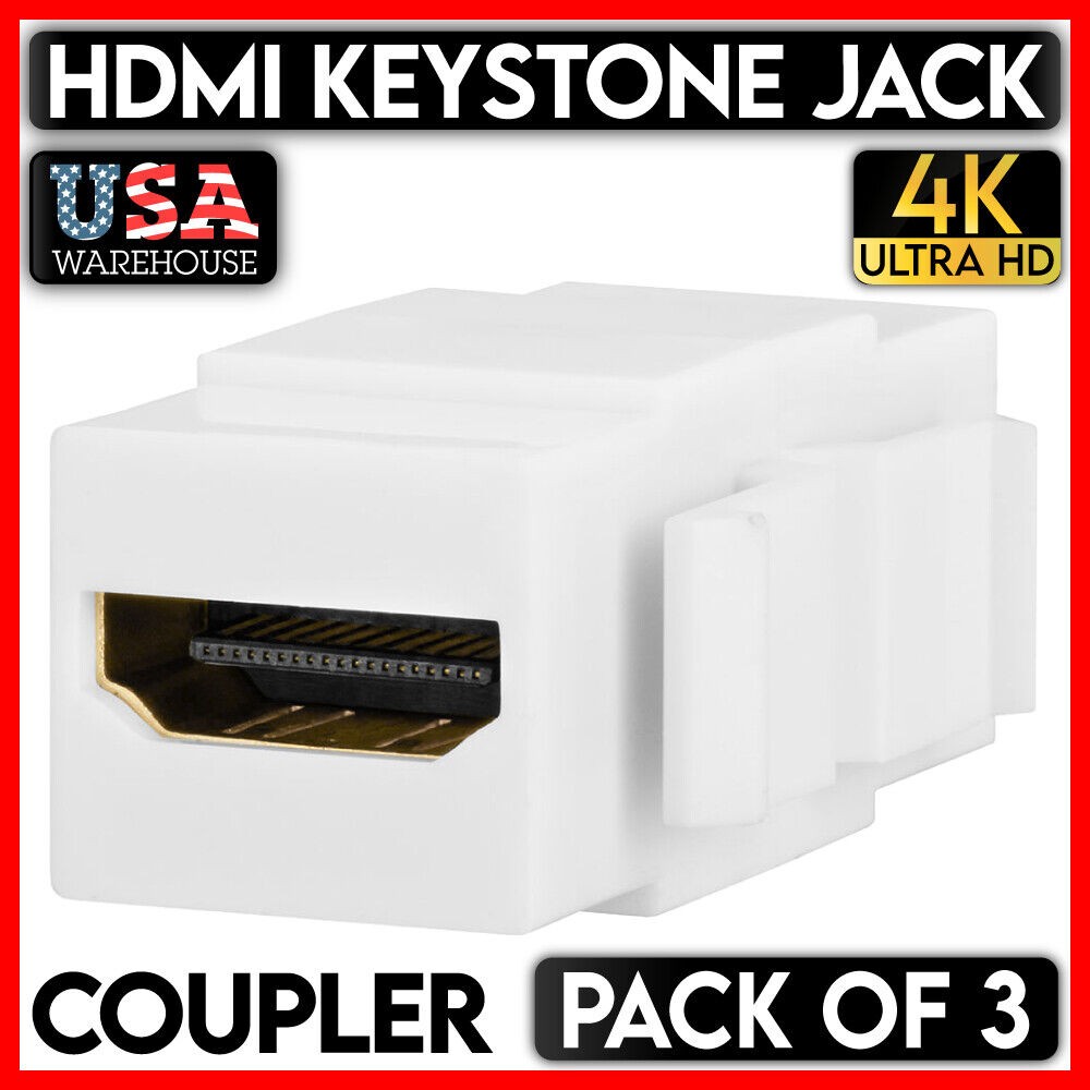 HDMI Keystone Jack for Wall plate Snap-in HDMI Female Coupler Connector 3PCS