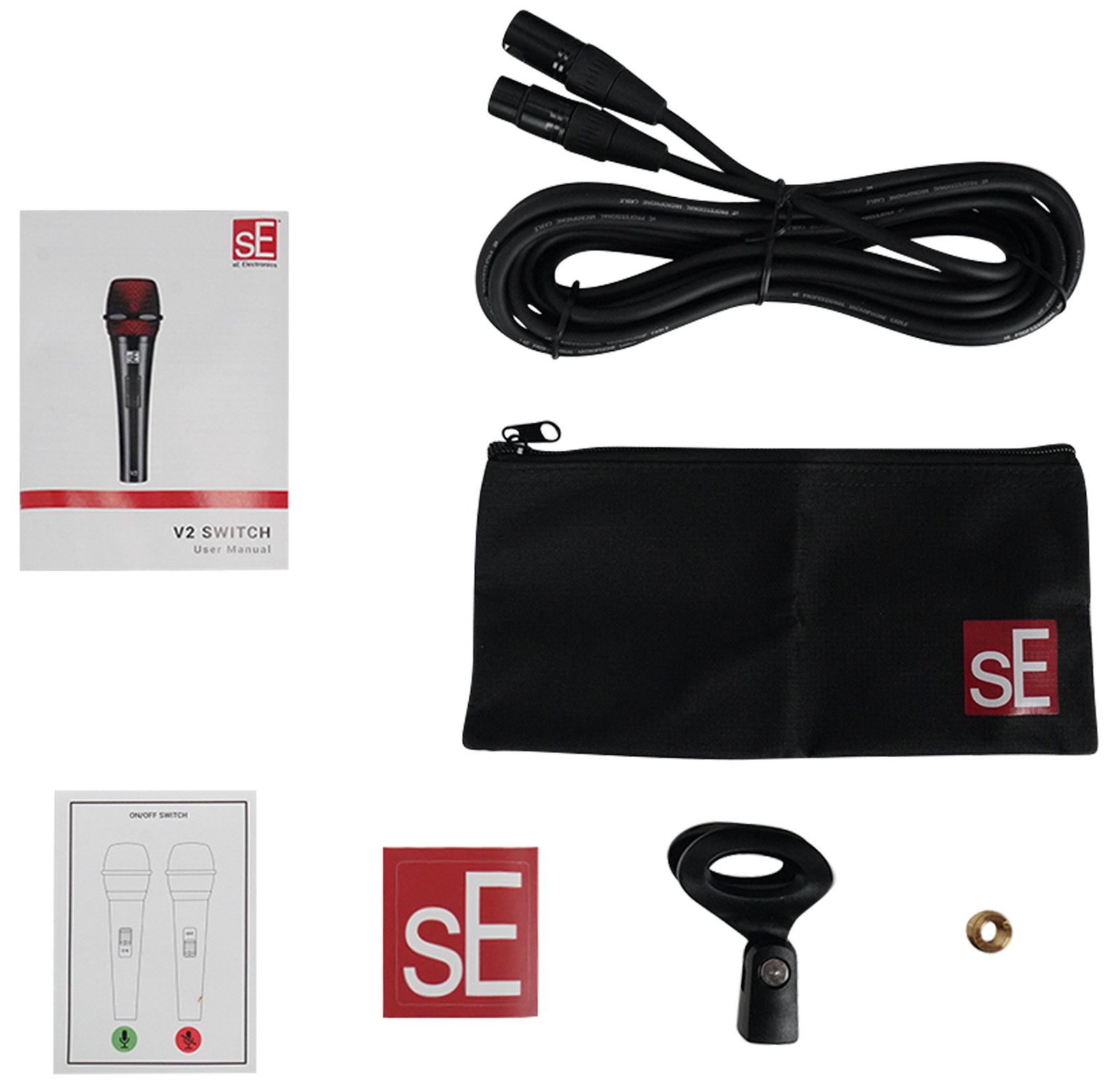 Se Electronics V2 SWITCH XLR Dynamic Microphone w/XLR to XLR Cable+Windscreen