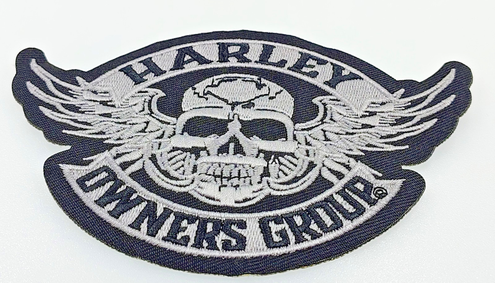 Harley Davidson Owners Group (H.O.G.) winged silver skull patch 3.5"