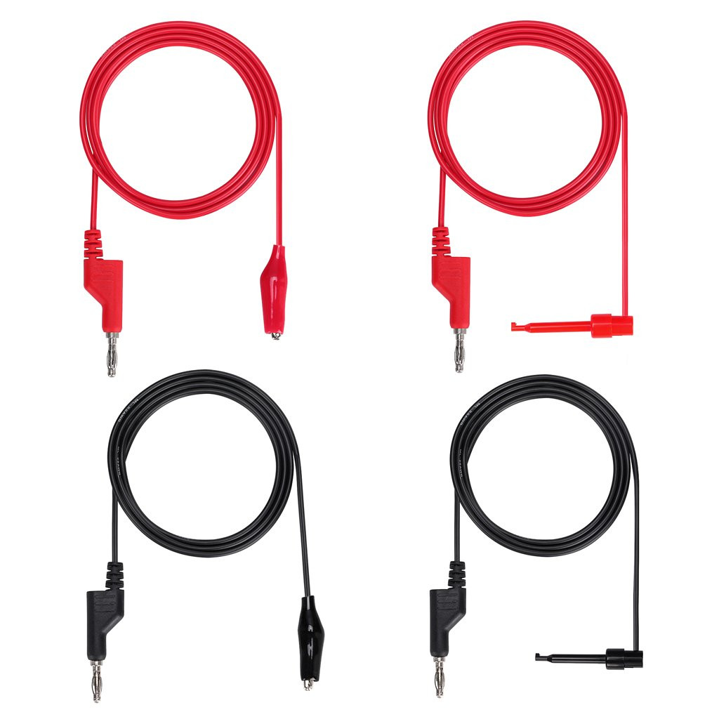 Multimeter Test Lead Set - Stackable Banana Plug to Test Hook, Banana Plug to Al