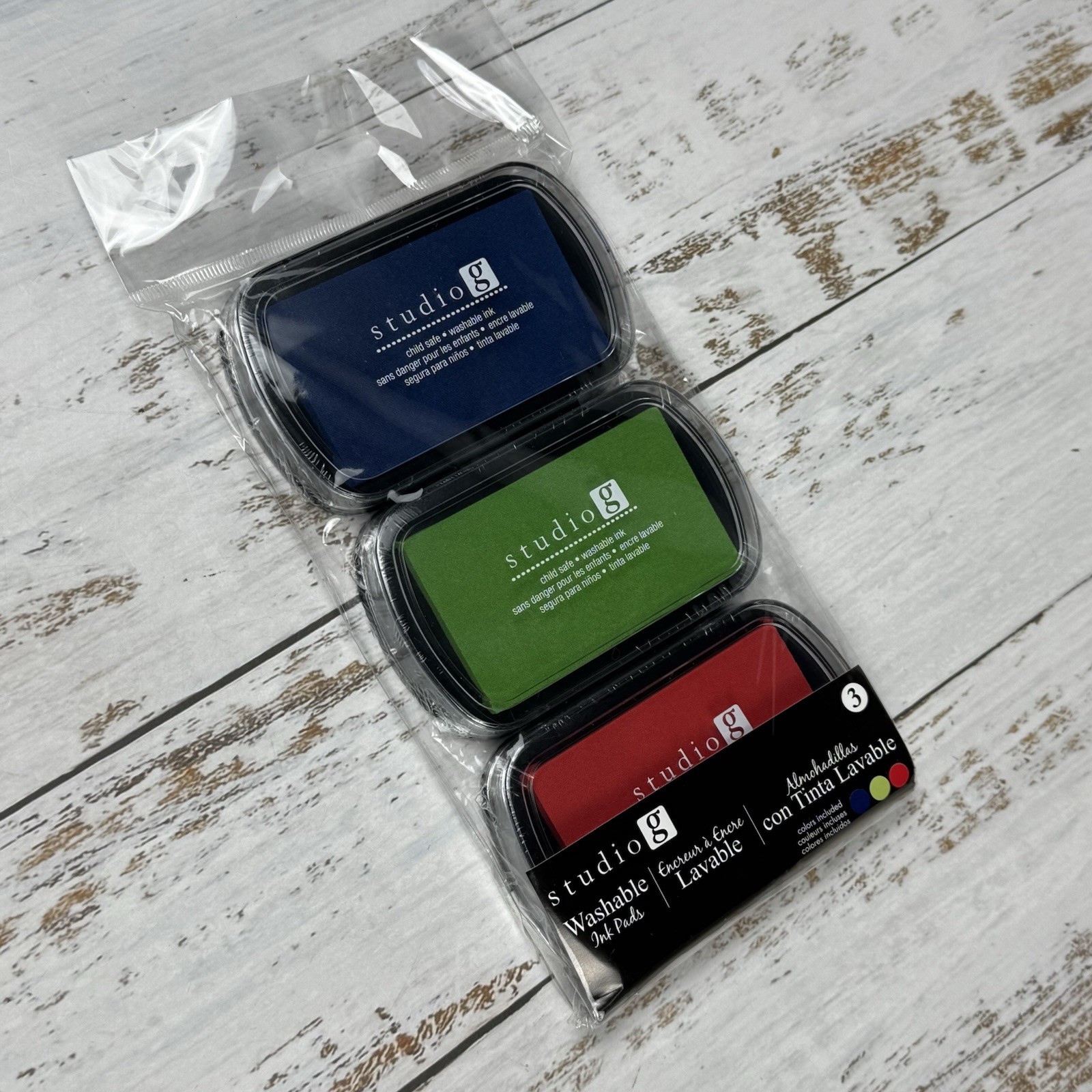 Studio G Pigment Ink Pads 3-pack Blue Green Red Child Safe Washable SP7869