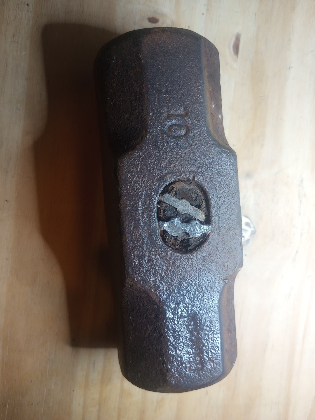 Antique Vintage 10 Lb Large Octagon Sledge Hammer Tool Head War wood ? Usa Steel