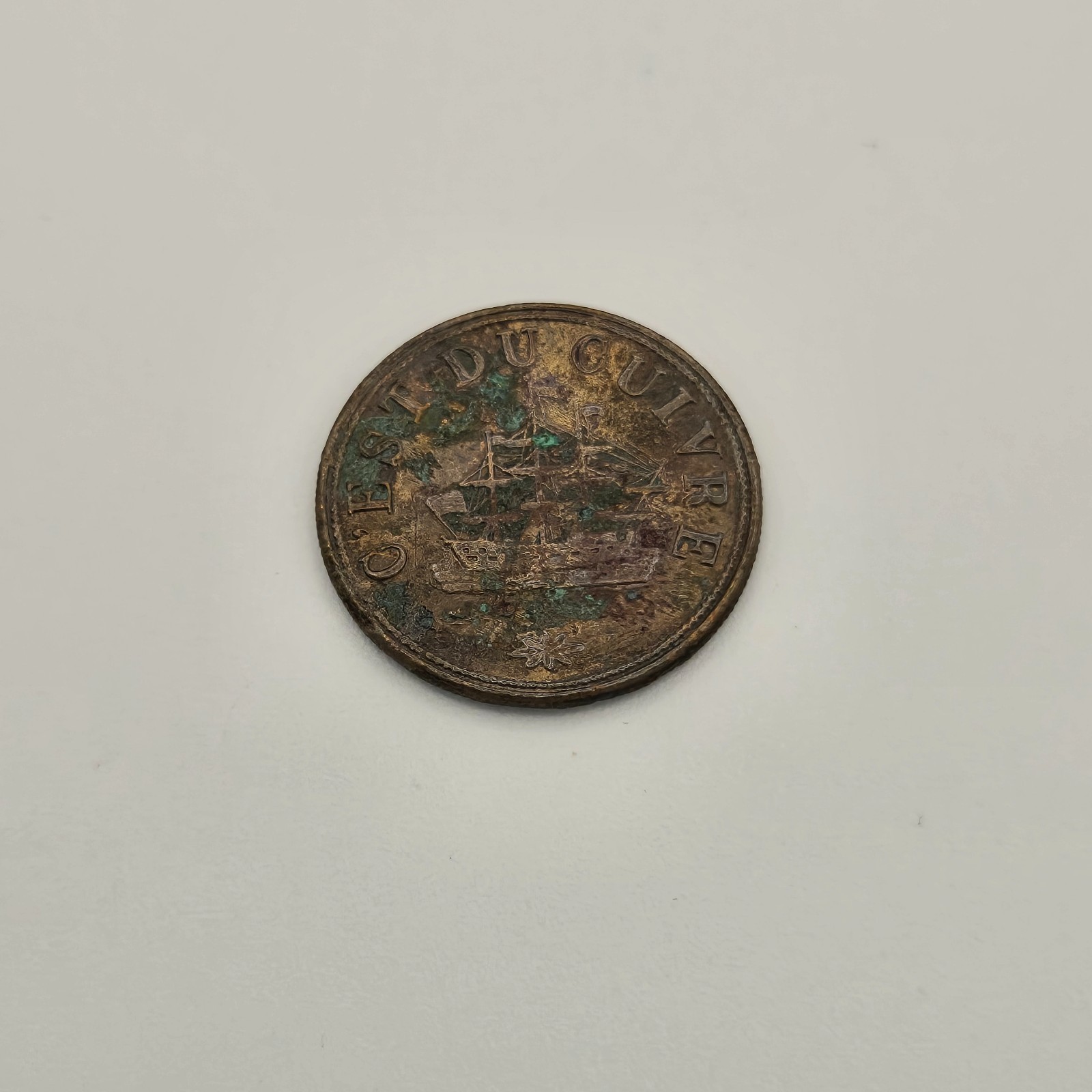 Original Rare 1820s Napoleon C’EST DU CUIVRE Ship Token Canadian Colonial Copper