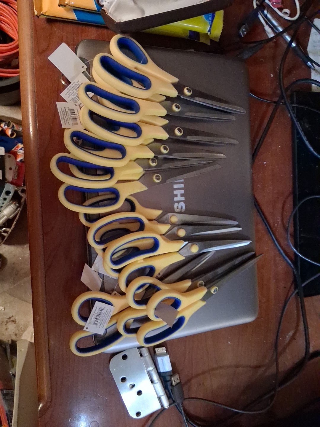 Diamond Visions Yellow/Blue 8" Scissors, Stainless Steel, LOT OF 12 (04-0179)FS