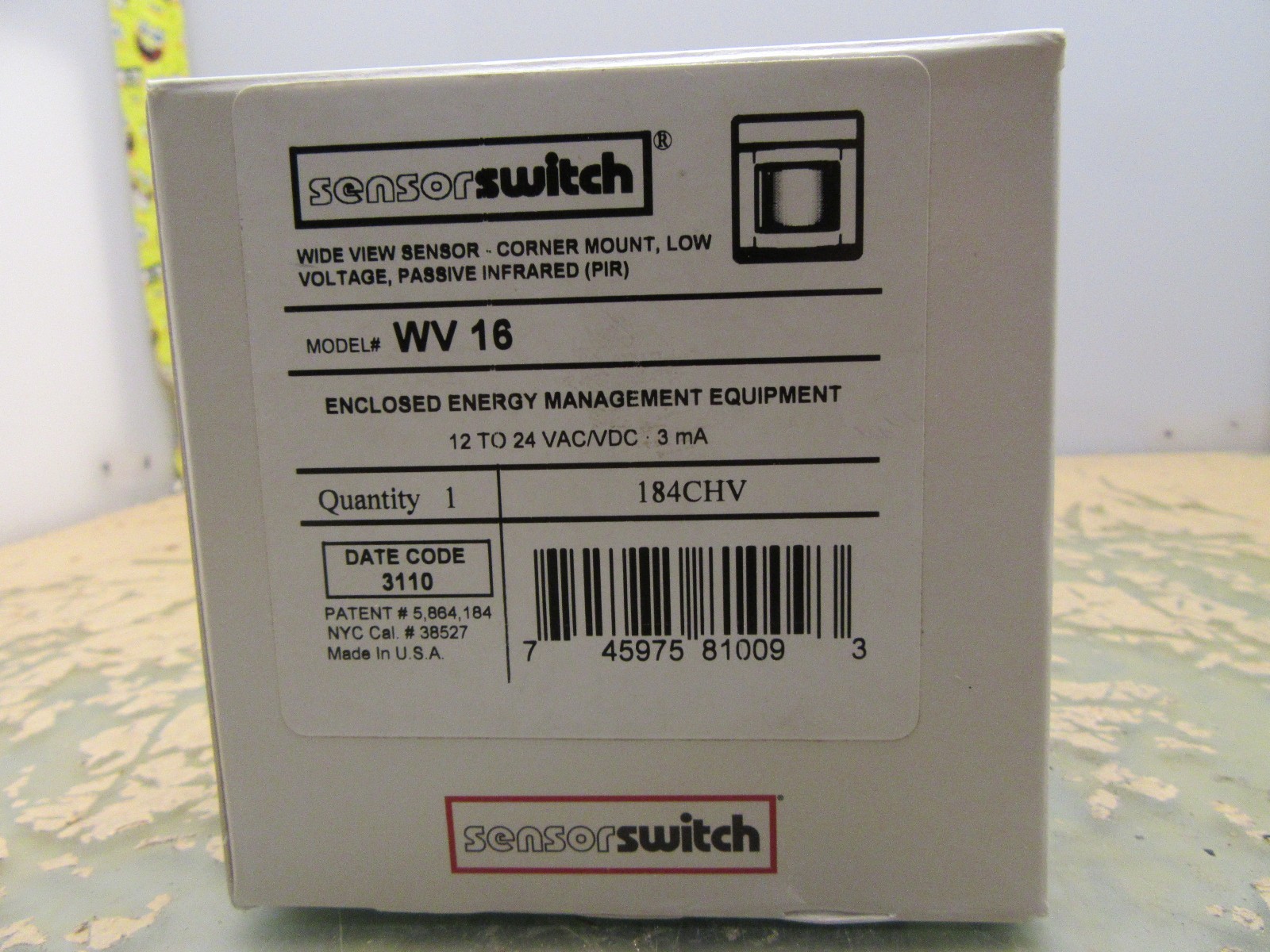 Sensor Switch WV 16 wide view corner mount PIR occupancy 184CHV [2*OO-79]