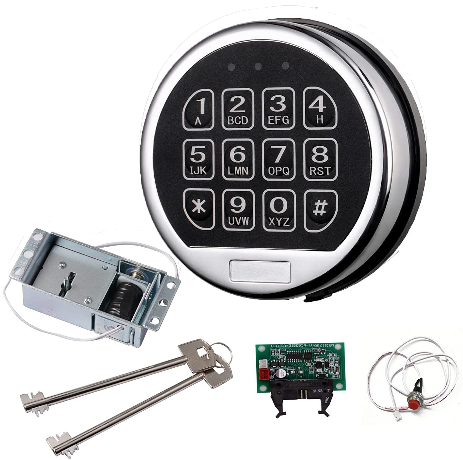 Gun Safe Lock Replacement Electronic Safe Lock with Solenoid Lock 2 Override Key