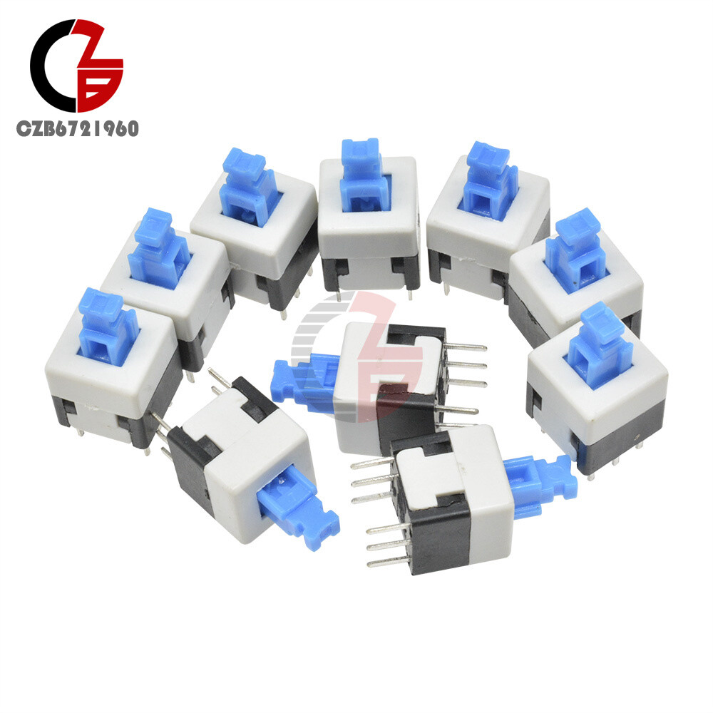 20pcs Cap Self-locking Type Square Blue 8X8mm Button Switch Control