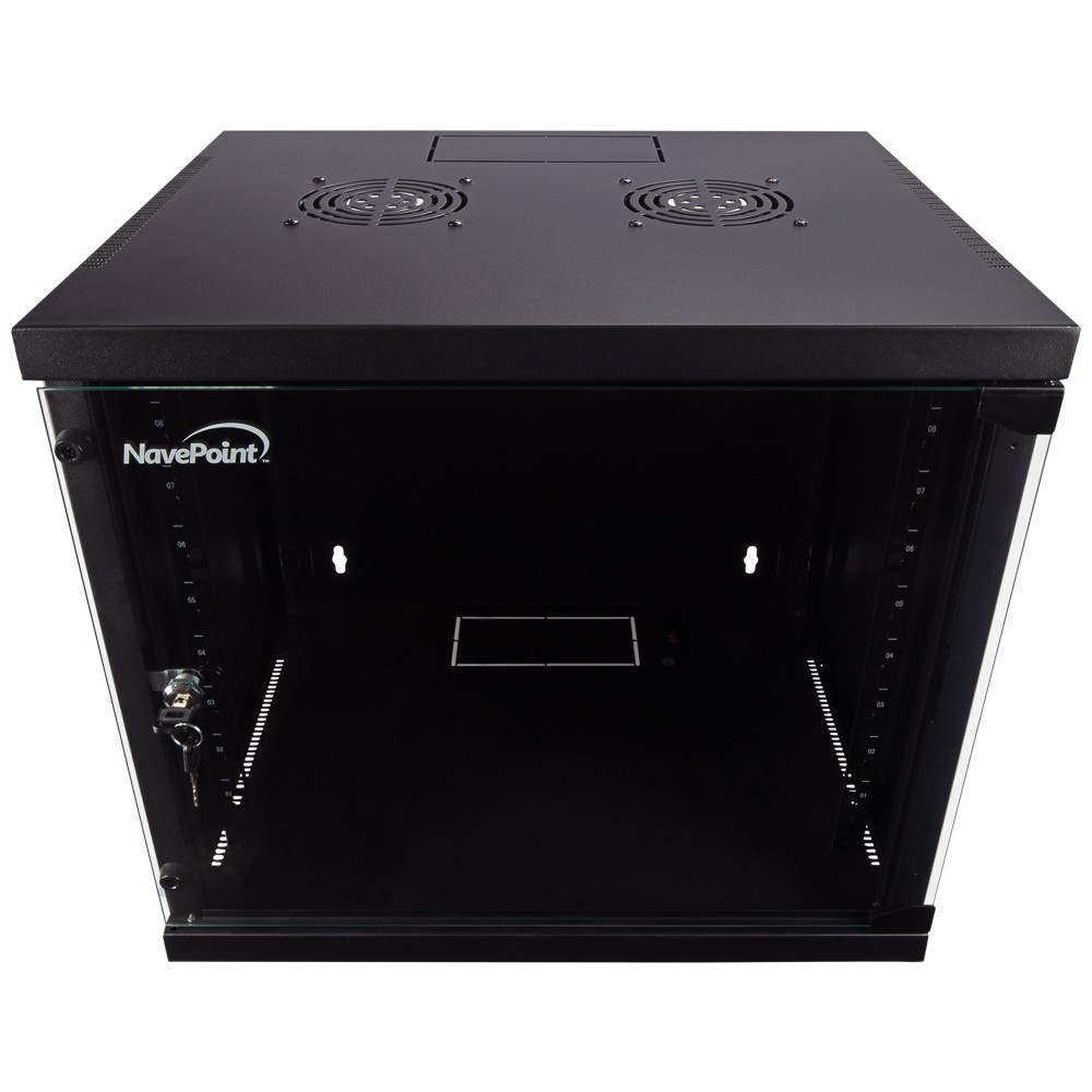 NavePoint Basic IT Wall Mount Network Server Data Cabinet Rack Glass Door