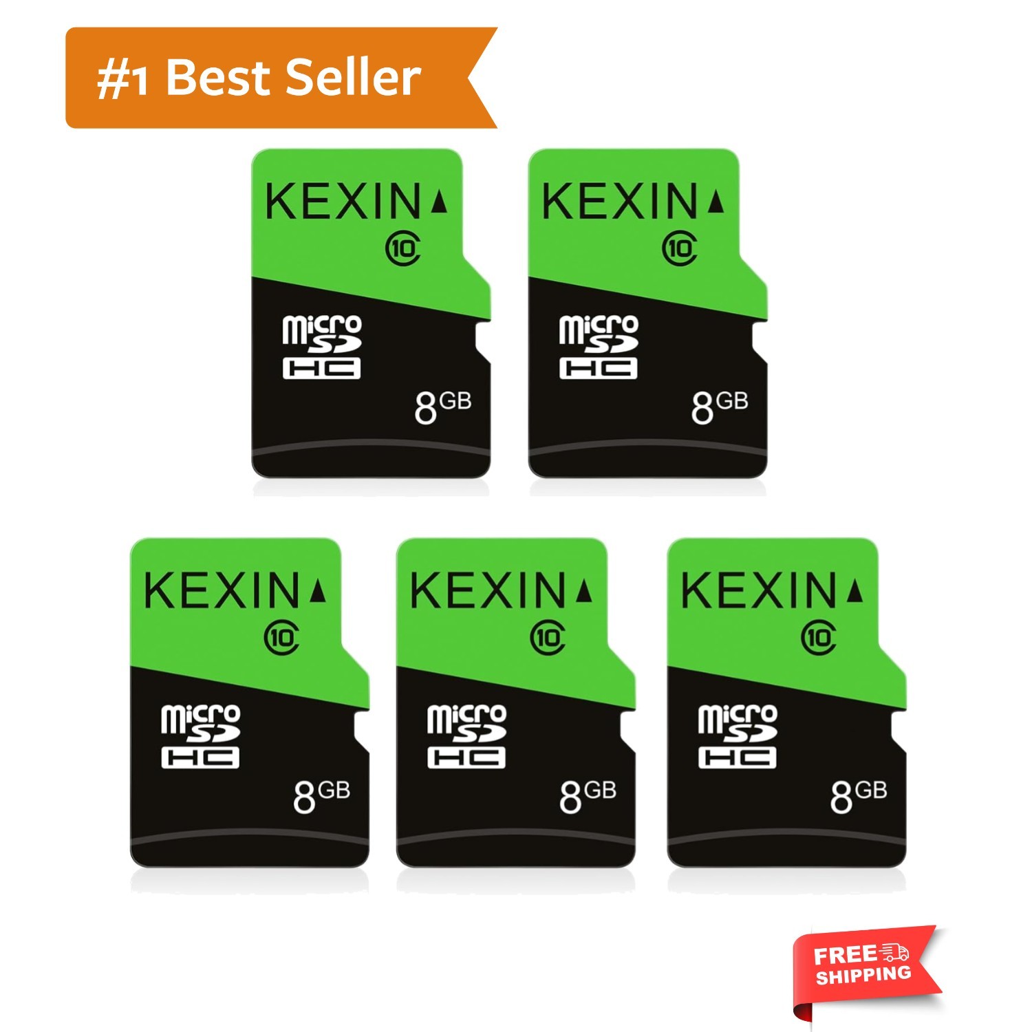 8GB Micro SD Card 5 Pack with SD Adapter microSDHC Memory Card UHS-I C10 Micr...