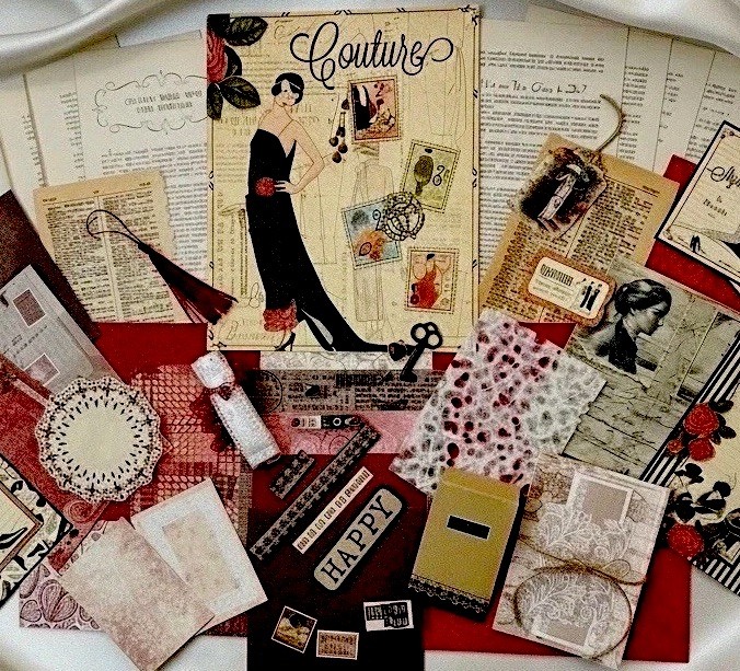 Paris Ephemera Bundle Fashion Junk Journal French Vintage Scrapbook Kit 50+ Pcs