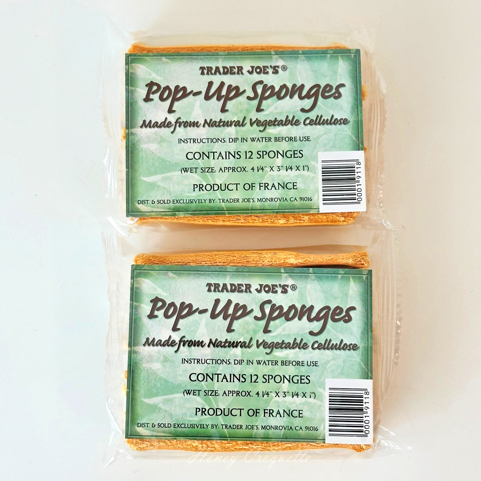 2 X Trader Joes 12 Count Pop-Up Sponges Made From Natural Vegetable Cellulose