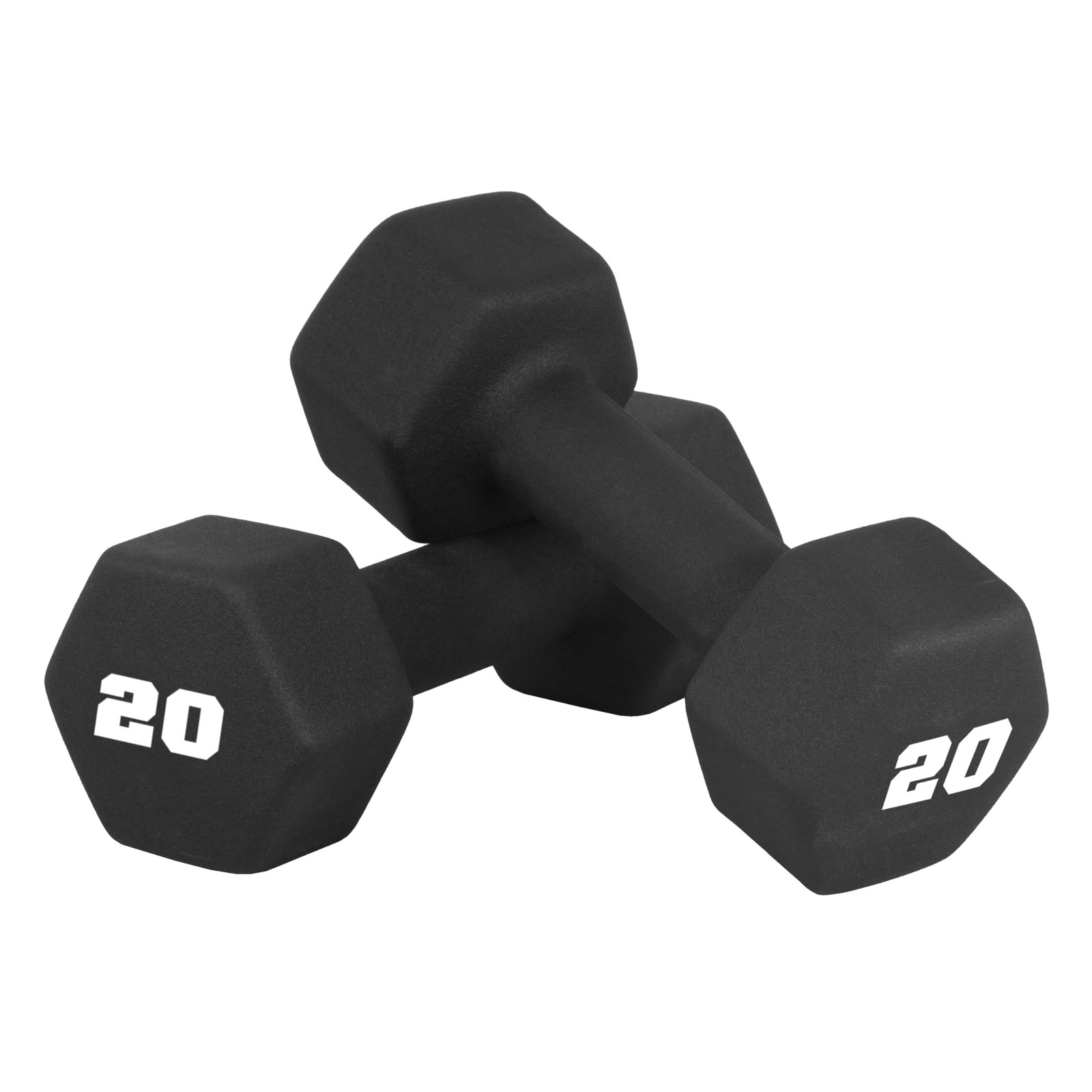 20 LB Neoprene Dumbbell Hand Weights Pair Black