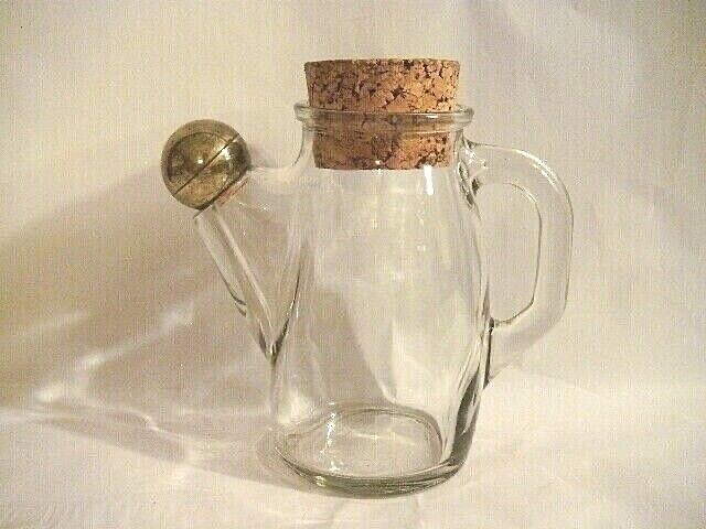 LABORATORY CLEAR GLASS PITCHER 2 CORKS WHEATON GLASS COMPANY MID CENTURY 1960'S