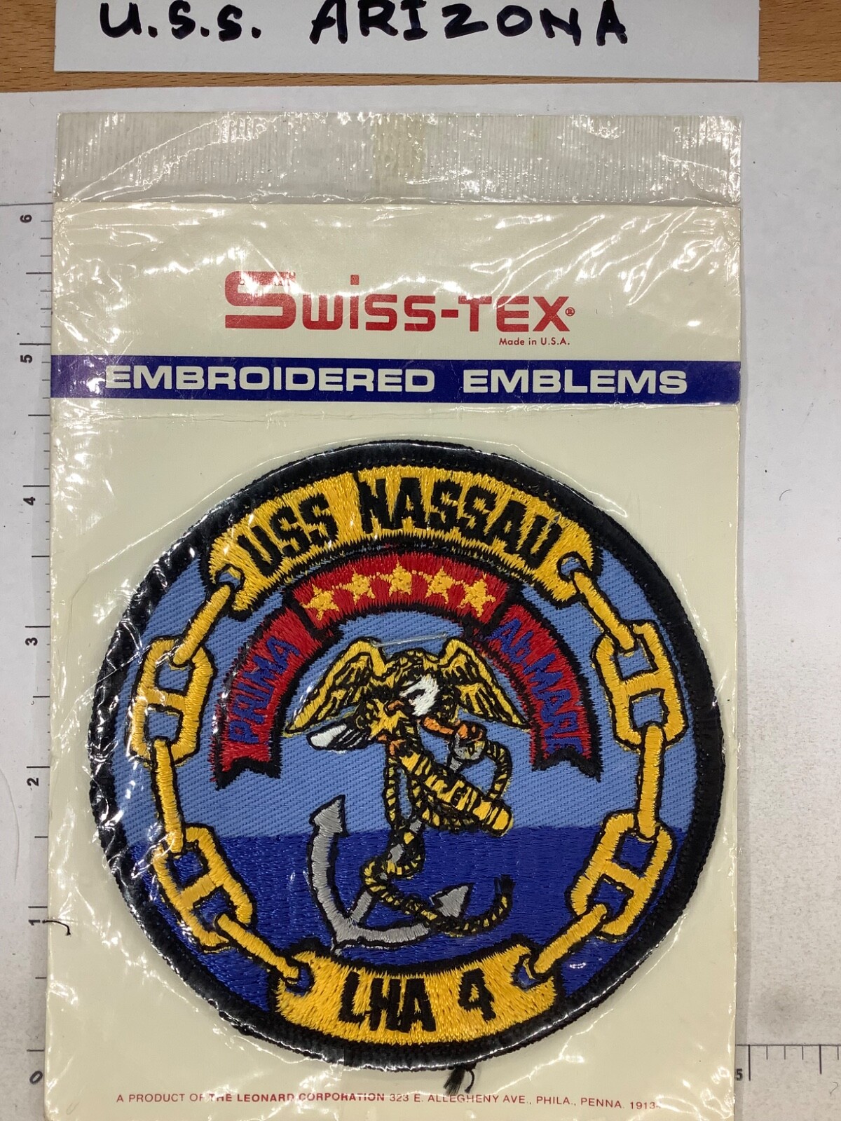 VINTAGE US NAVY USS NASSAU SHIPS PATCH