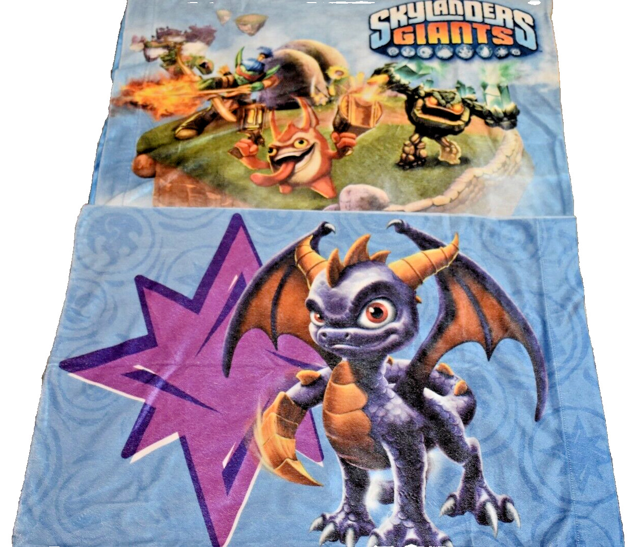 j9 !WOW! 1 SKYLANDERS GIANTS Spyro Reversible Pillow Case {Velour Fabric}