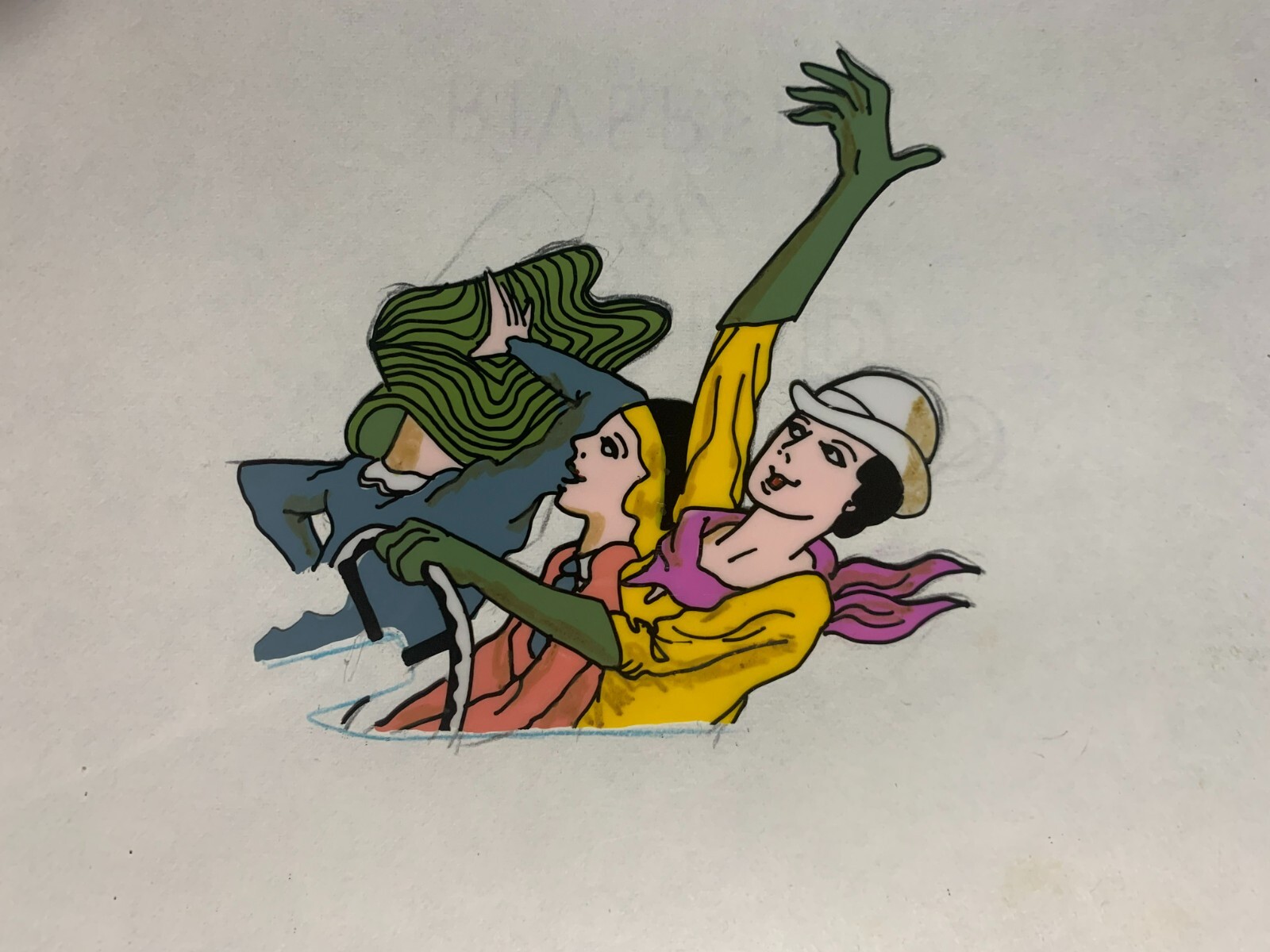 REALEMON Three Pretty Ladies Driving Buggy 12.5x10.5" Animation Cel SC11 L-26