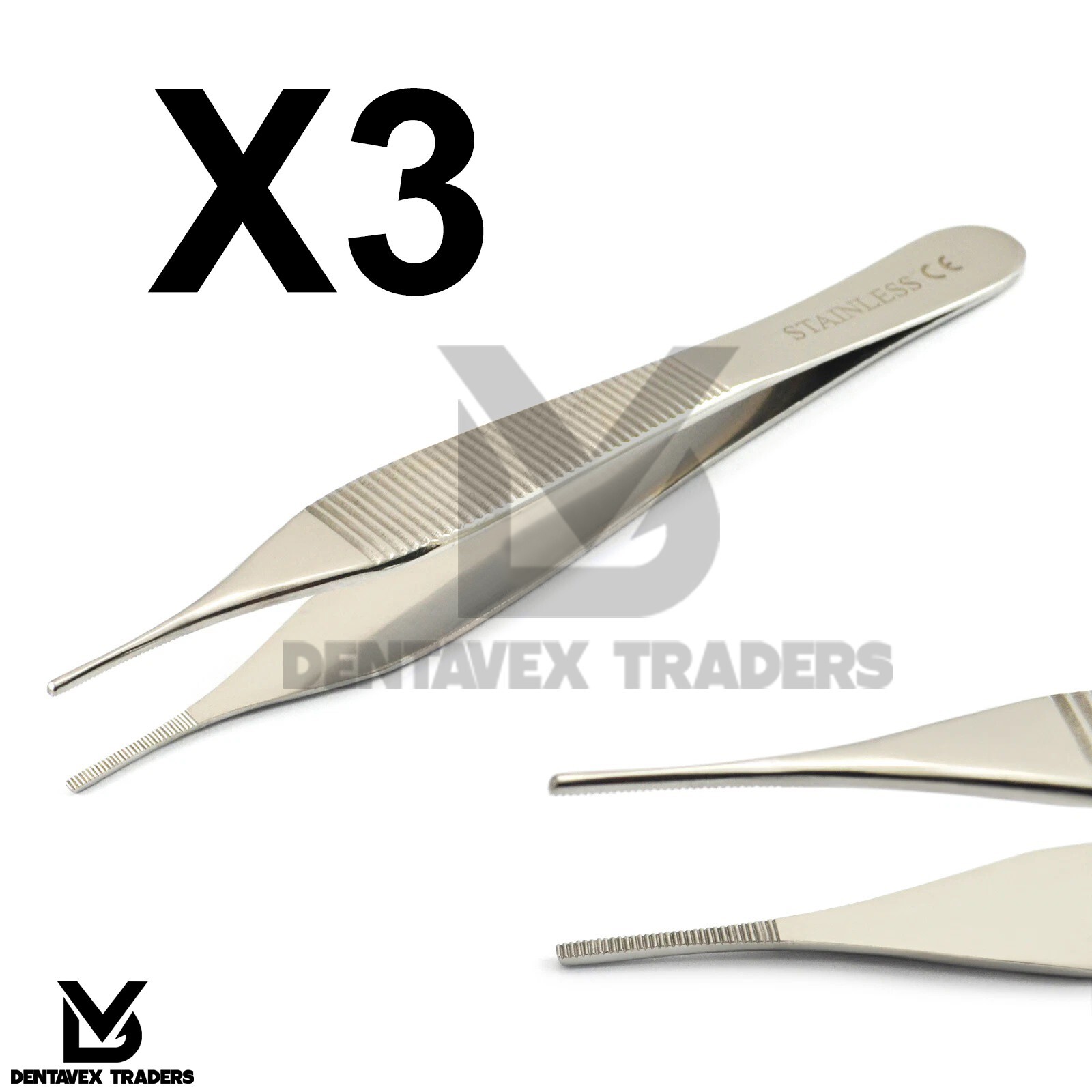 X3 Dental Adson Tissue Tweezer 12cm – Surgical Cotton Dressing Tissue Pick Force