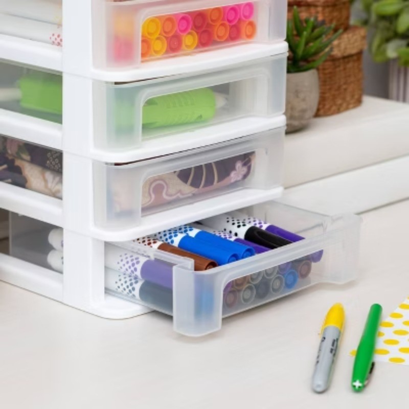2pk 4 Drawer Desktop Organizer Compact White