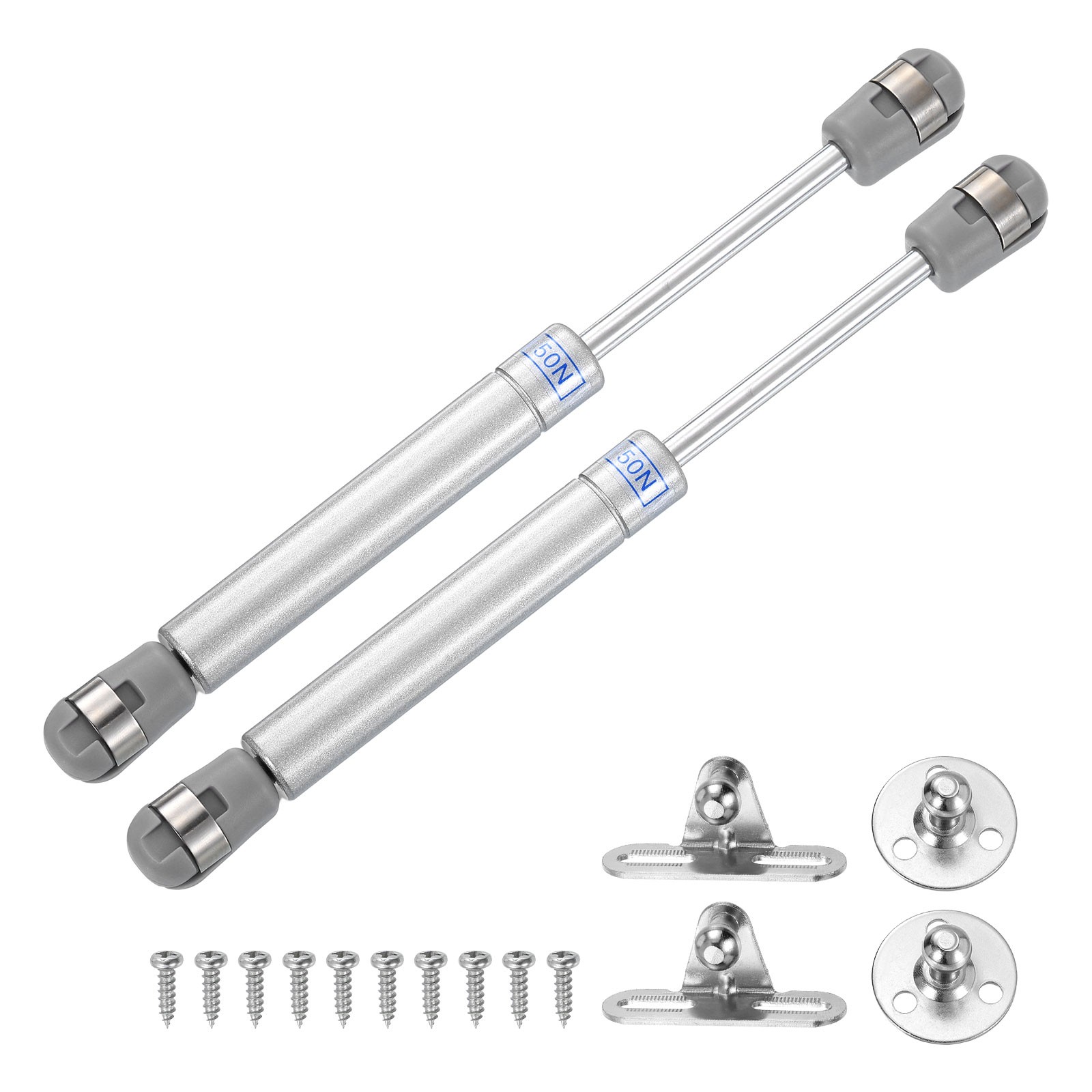 8 Inch 50N/10lb Gas Shock Strut Lift Support, (Silver, Set of 4)