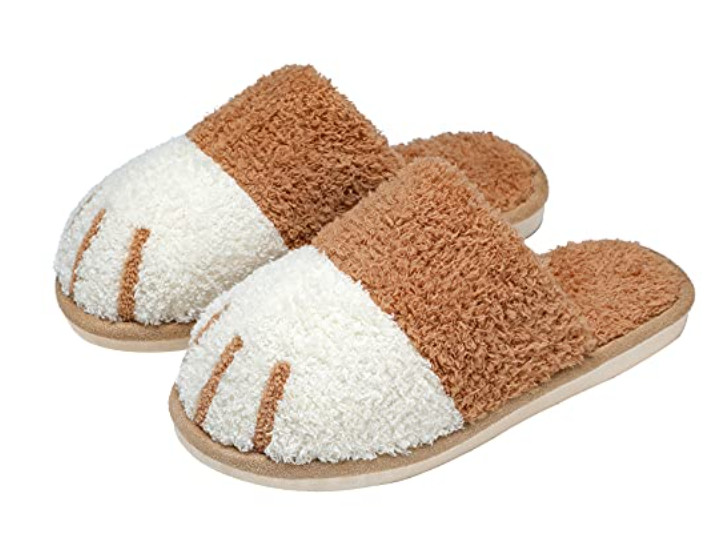 SINNO Women's Cute Animal Slippers Memory Foam Non-Slip Size 5.5/6 - Brown/White