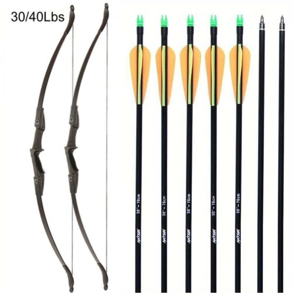 57 in Recurve Bow Arrows Set 30lb/40lb Archery Takedown Bow For Right Left Hand