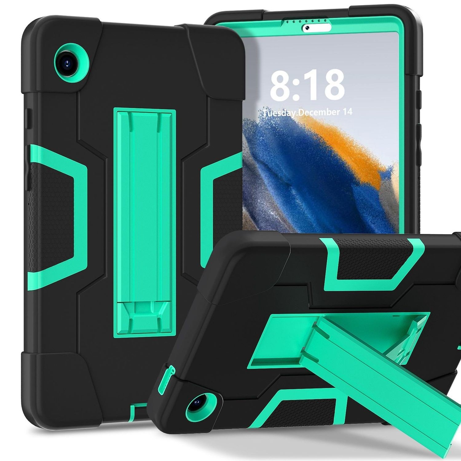 Hybrid Case for Samsung Galaxy Tab A11 with Contrast Design & Holder Black