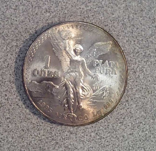 1985 Mexico 1 oz Silver Libertad Una Onza Plata Pura .999 Fine Toned (103)