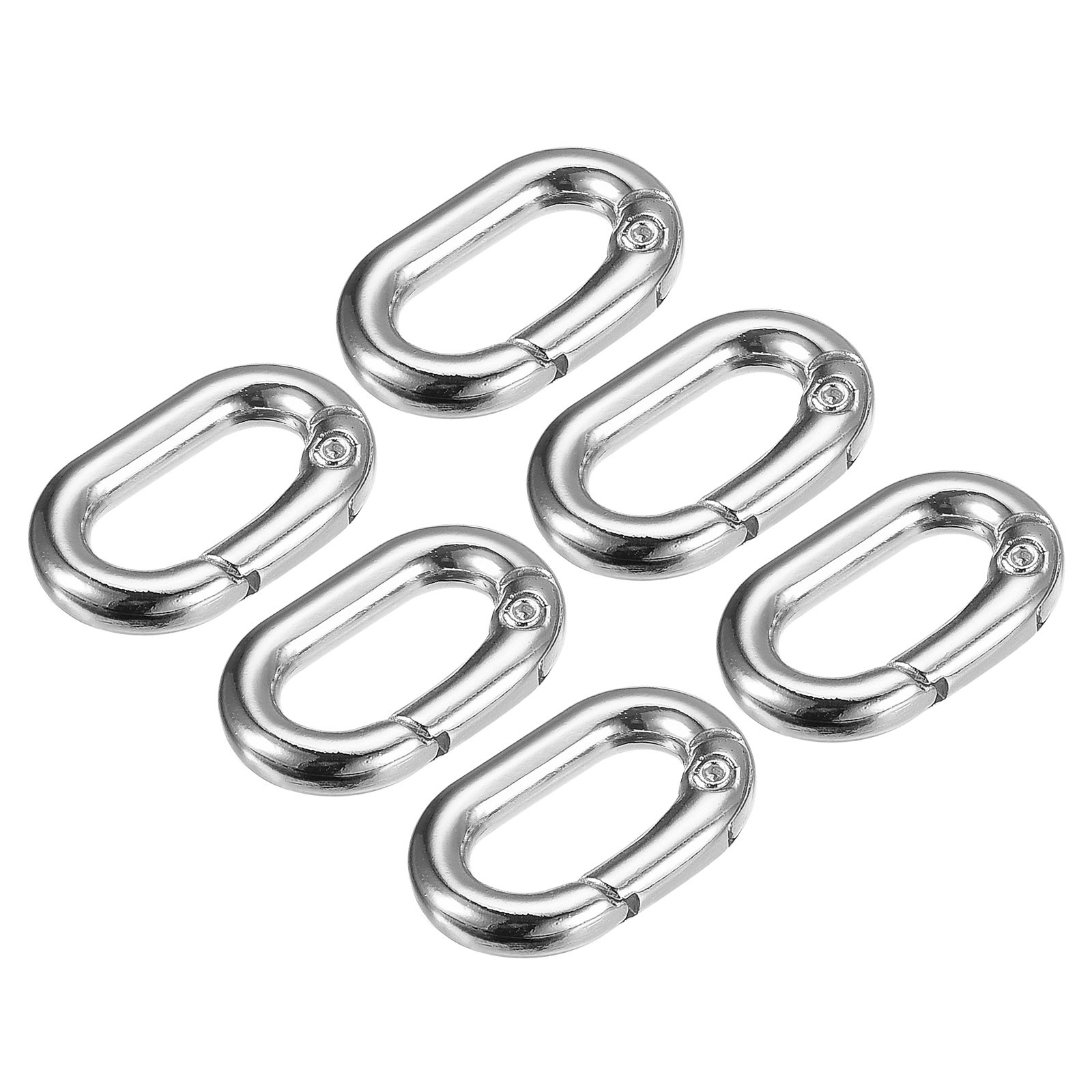 0.98" Spring Oval Ring Snap Clip Trigger for Bag Purse Keychain, 6Pcs Silver