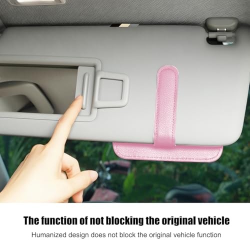 Car Sun Visor Organizer, PU Leather Vehicle Visor Document Storage Pocket Pink