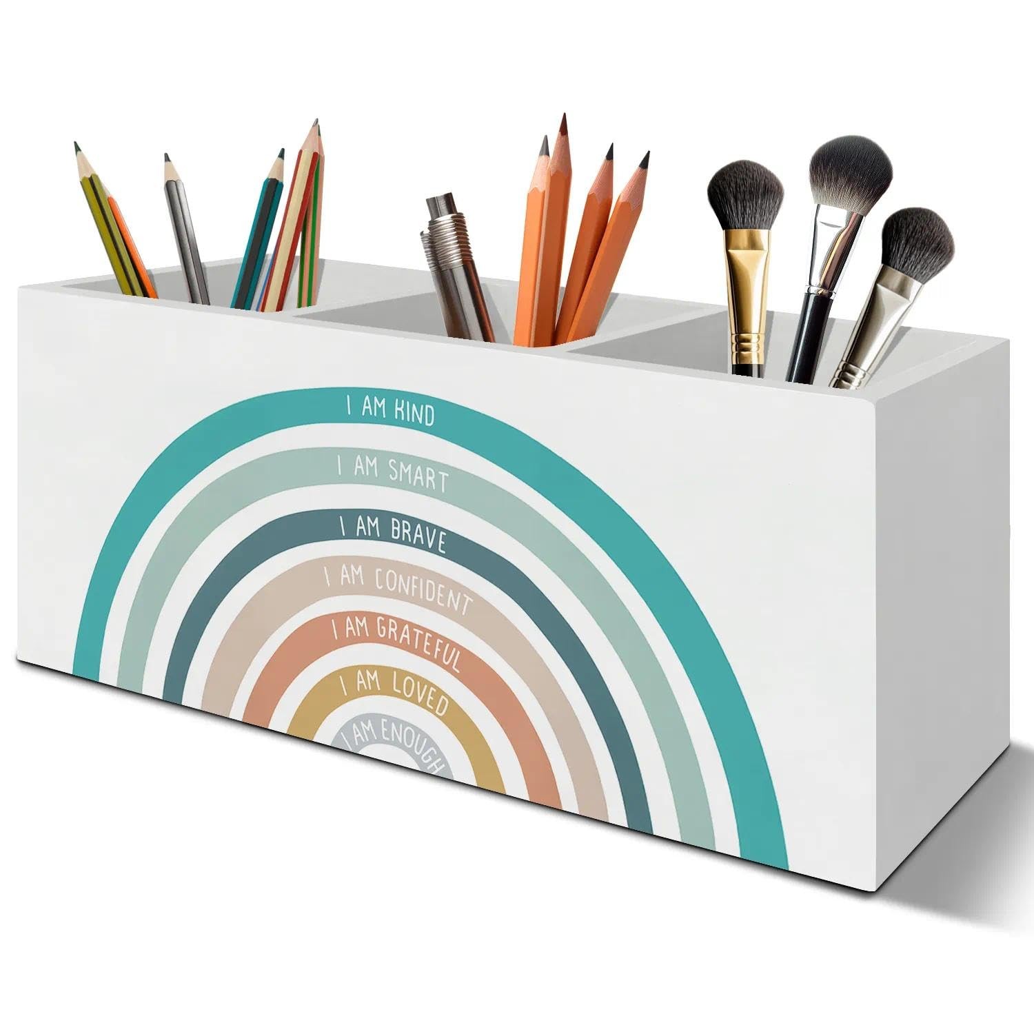 Boho Colorful Rainbow Pen Pencil Holder Organizer for Desk Accessories, Boho ...